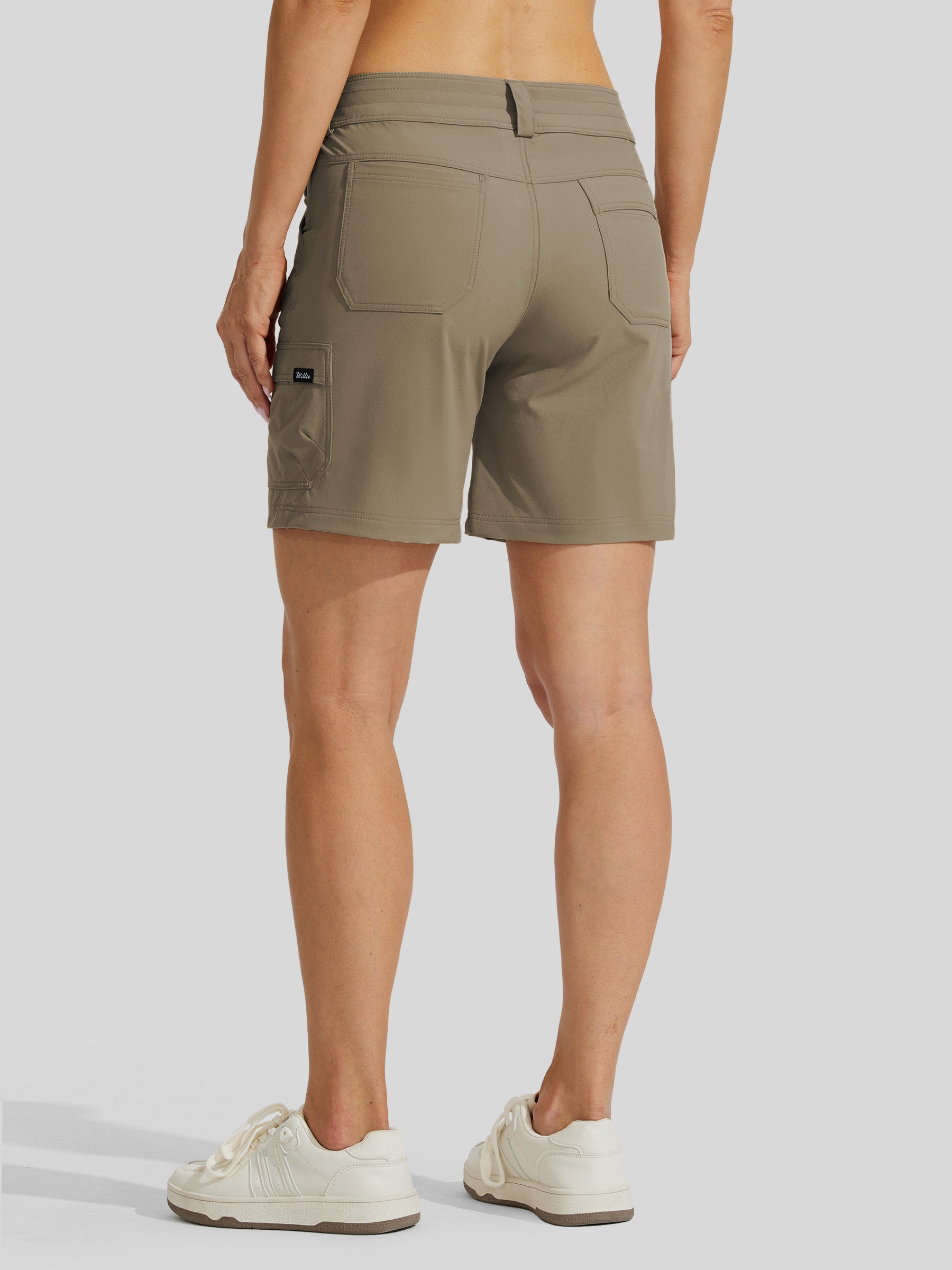 Willit Womens High Waist Cargo Shorts 7 Inch in deep khaki2