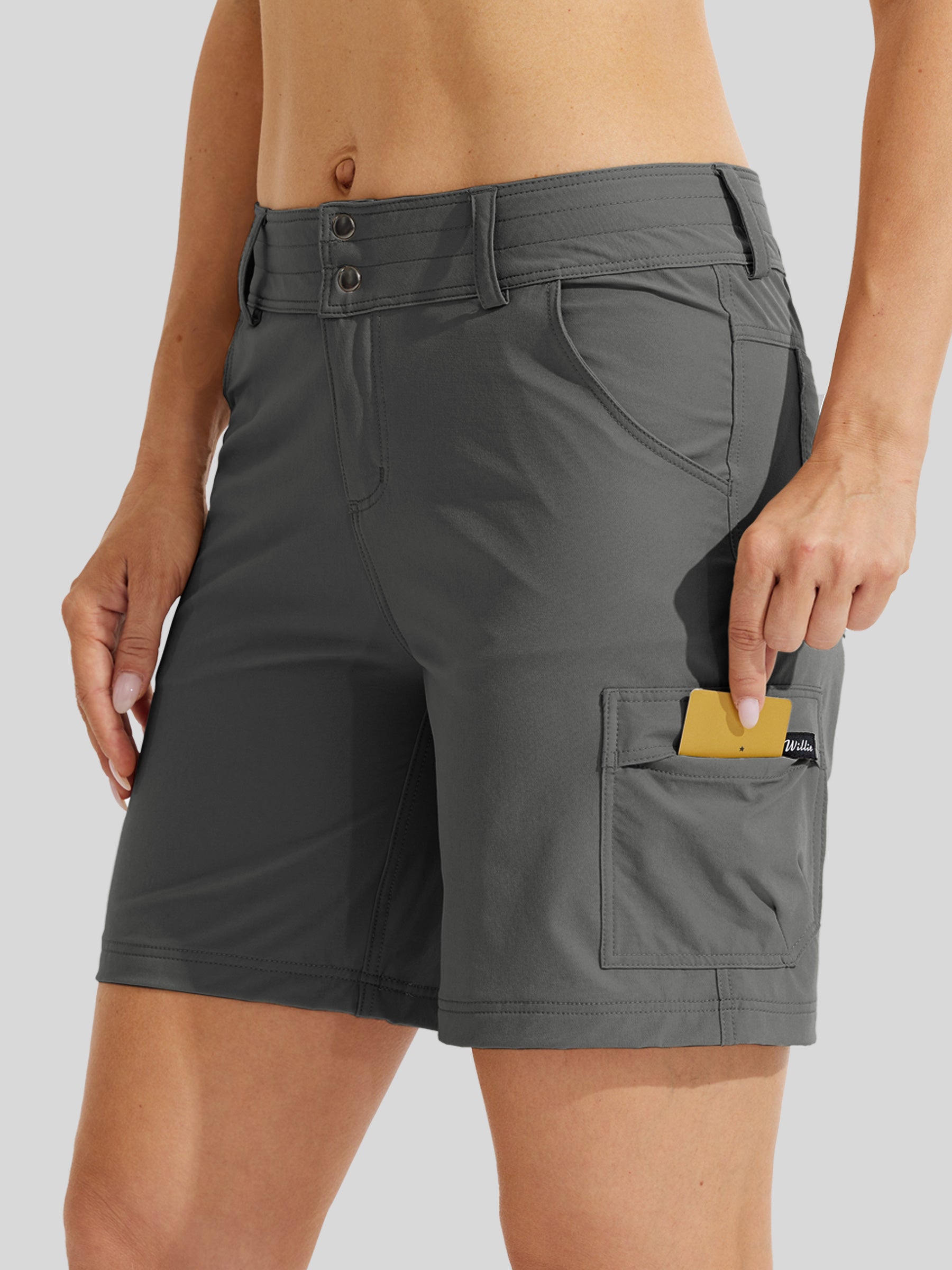 Willit Womens High Waist Cargo Shorts 7 Inch in gray2