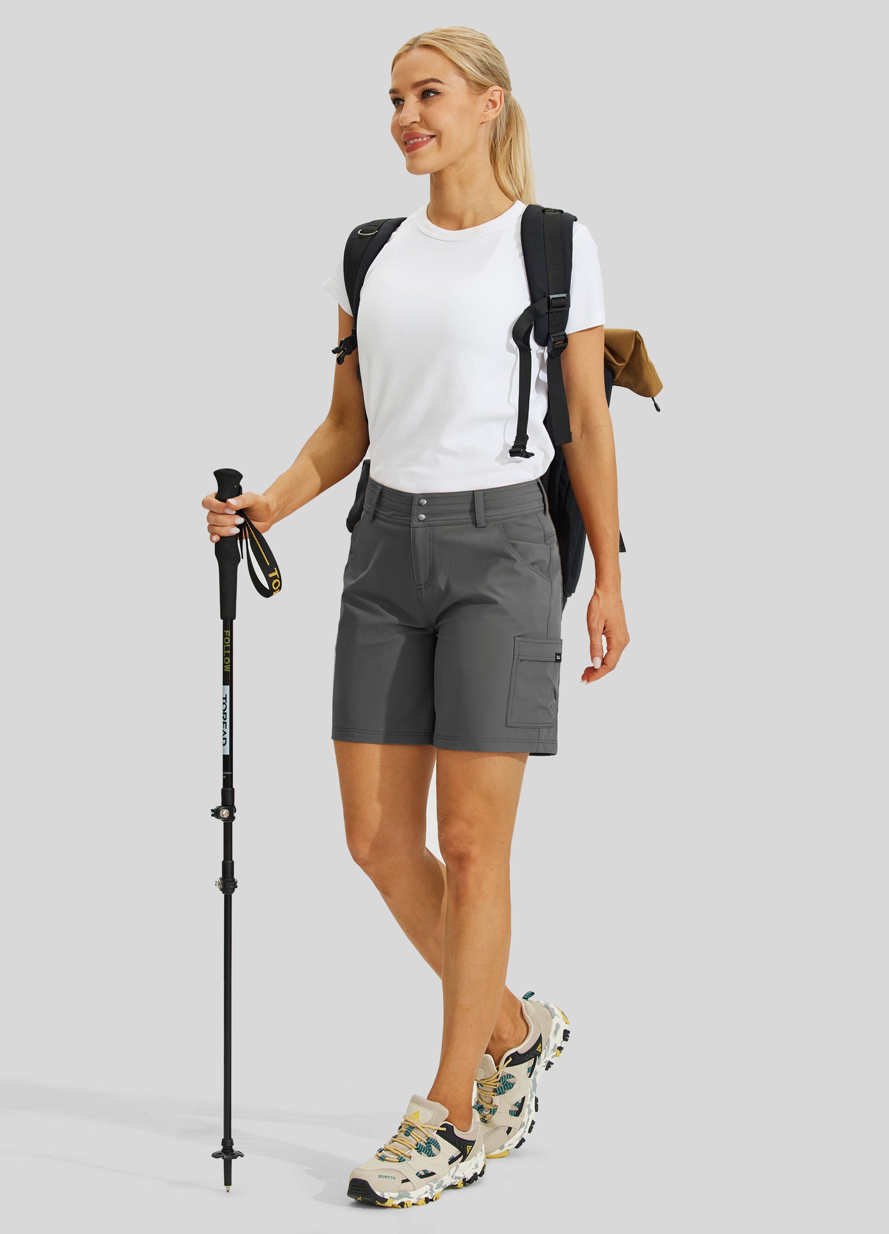 Willit Womens High Waist Cargo Shorts 7 Inch in gray4