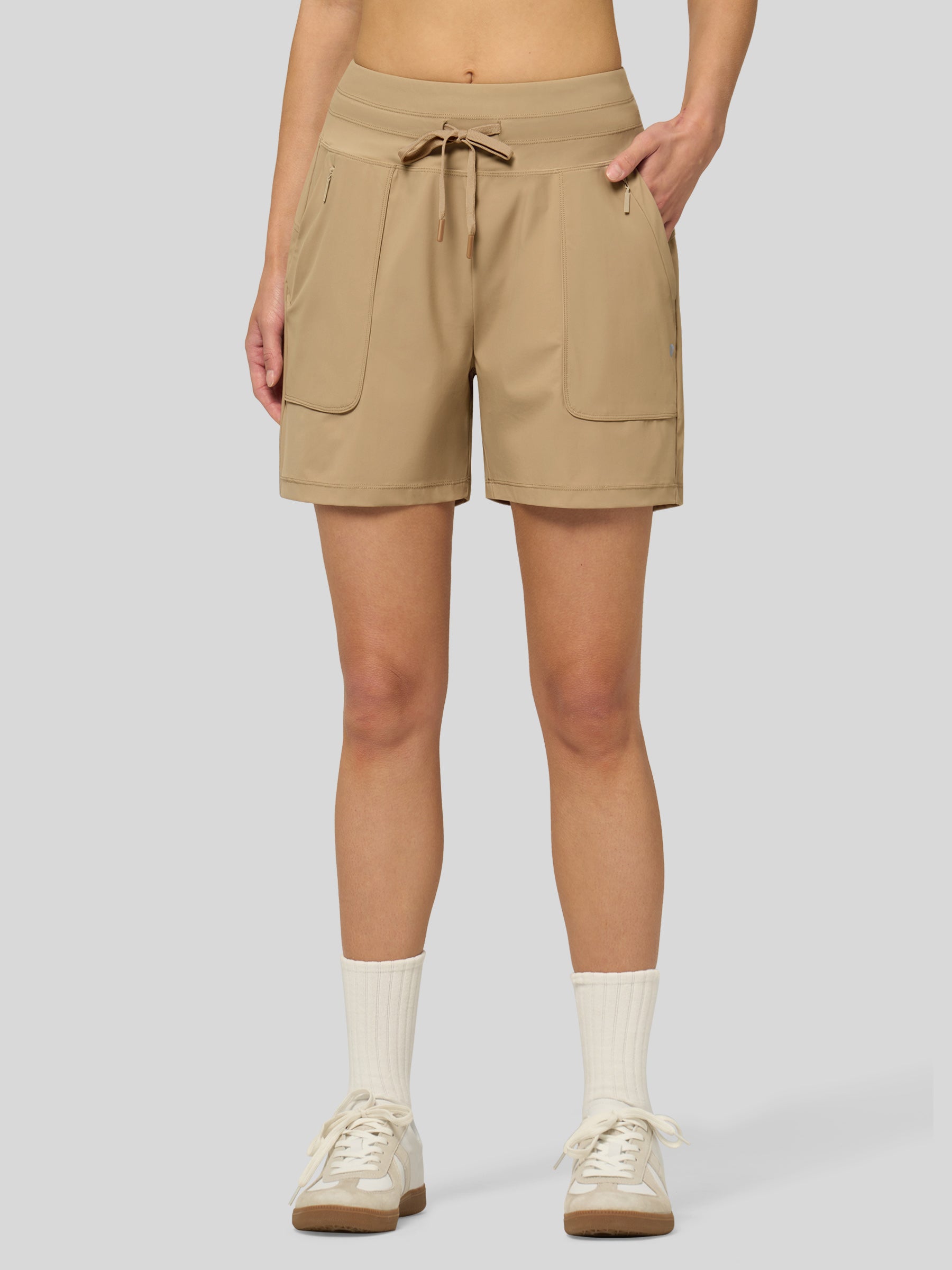Willit Women's Quick-Dry Workout Shorts 5 Inch in khaki1
