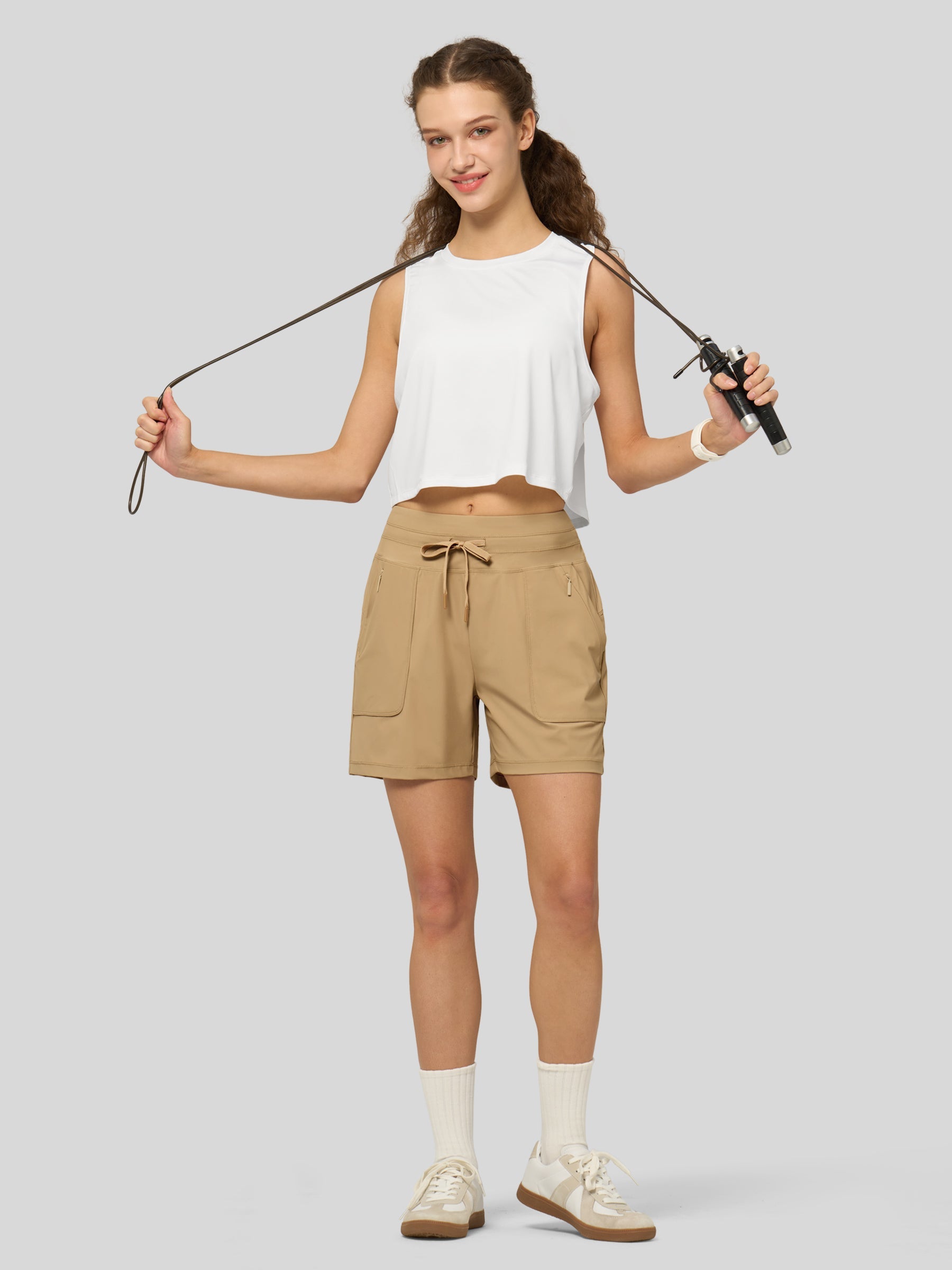 Willit Women's Quick-Dry Workout Shorts 5 Inch in khaki4