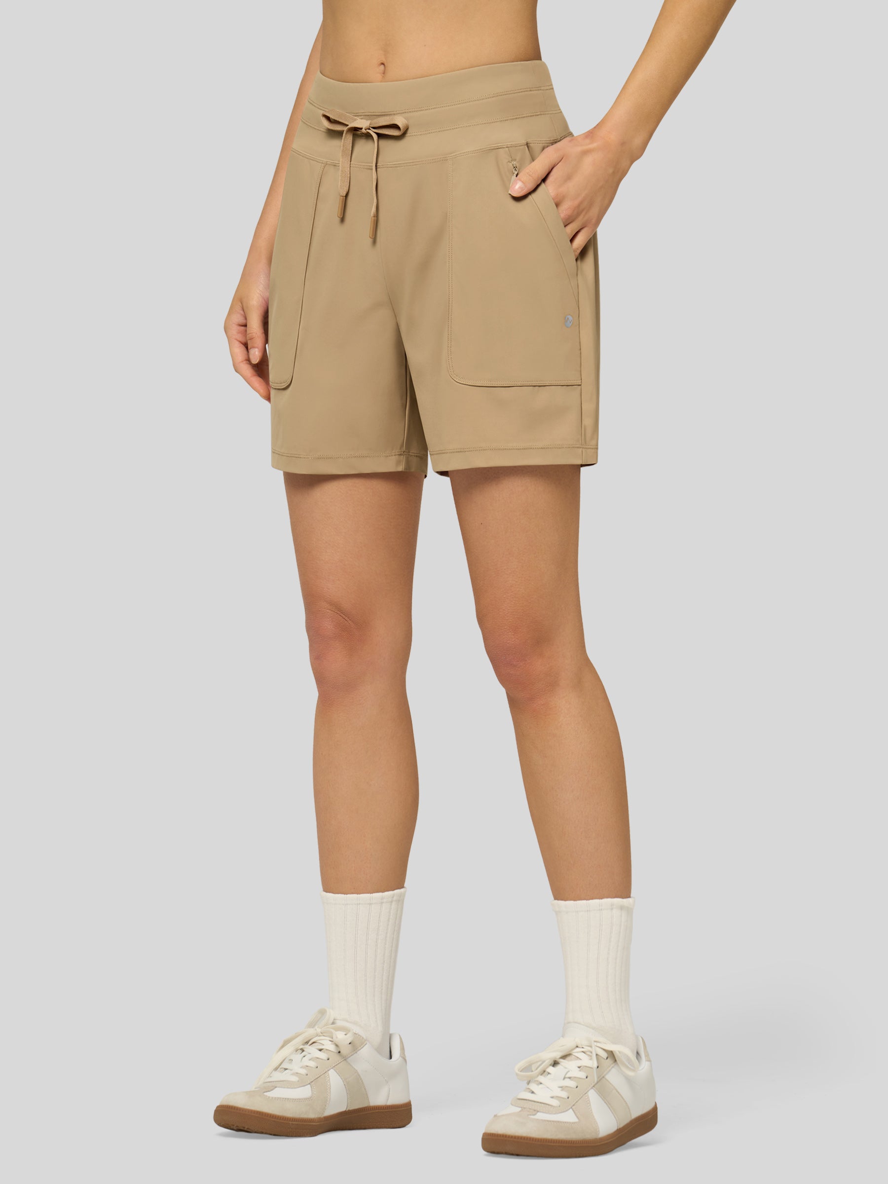 Willit Women's Quick-Dry Workout Shorts 5 Inch in khaki2