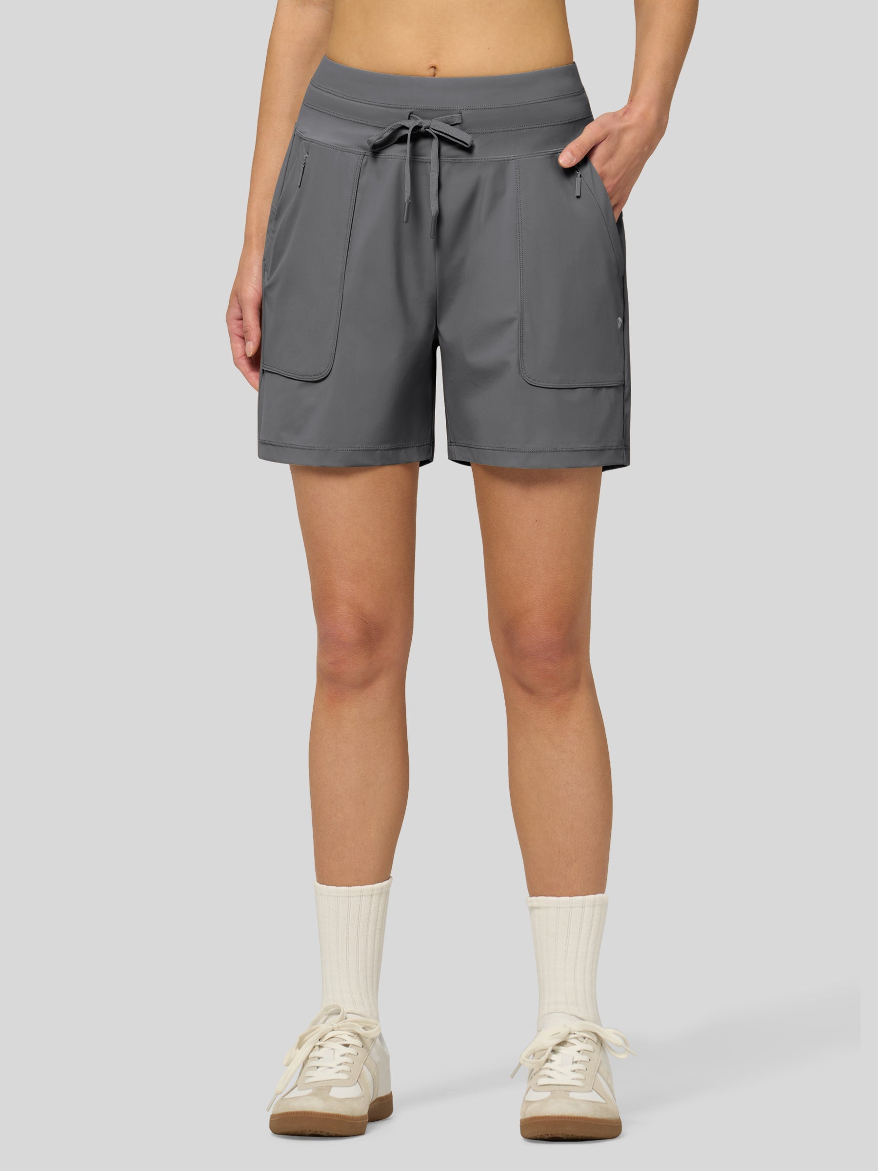 Willit Women's Quick-Dry Workout Shorts 5 Inch in light gray1