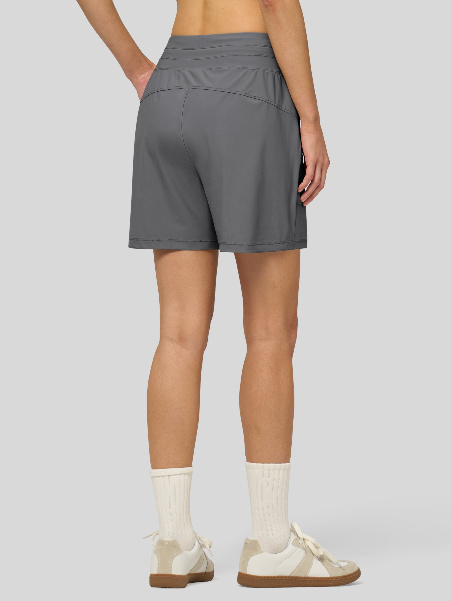 Willit Women's Quick-Dry Workout Shorts 5 Inch in light gray3