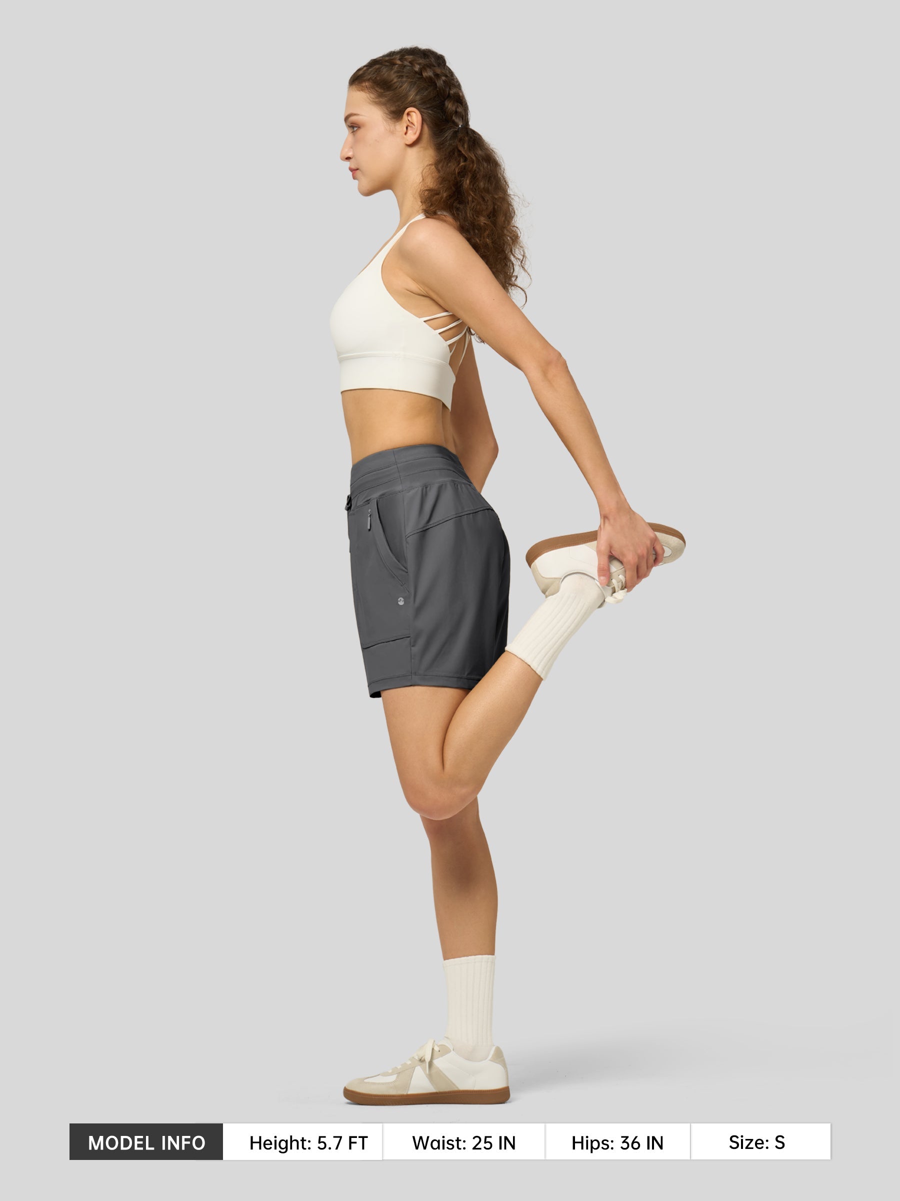 Willit Women's Quick-Dry Workout Shorts 5 Inch in light gray5