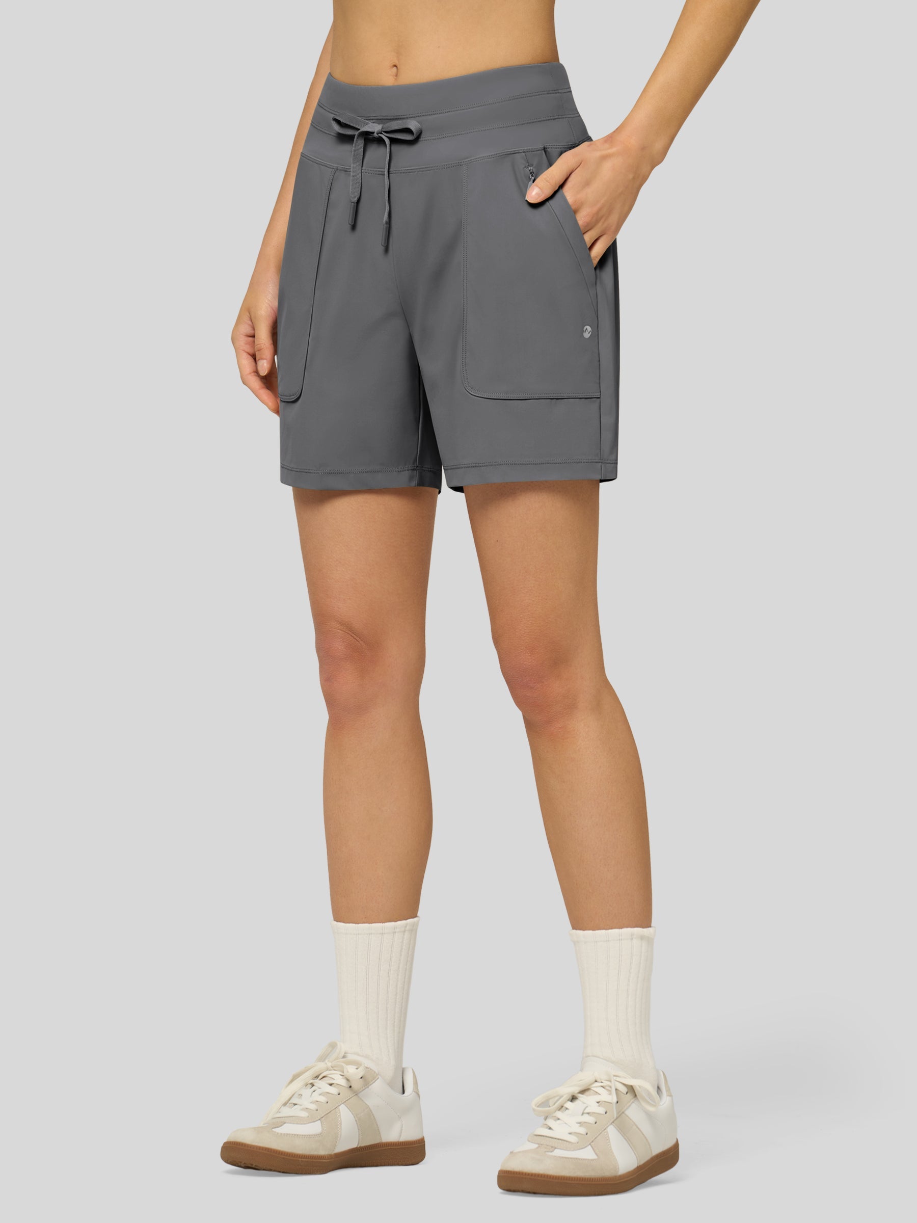 Willit Women's Quick-Dry Workout Shorts 5 Inch in light gray2