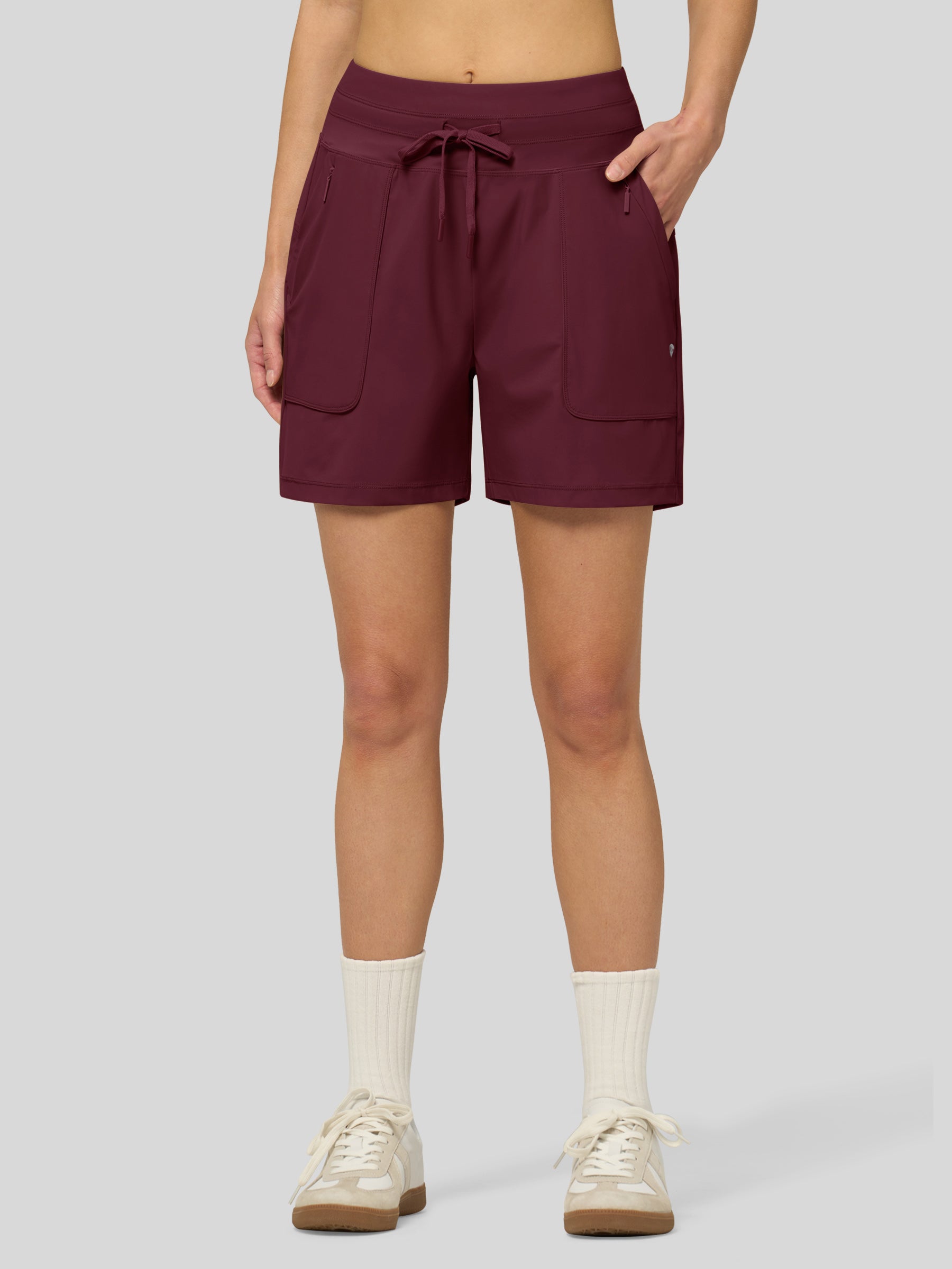 Willit Women's Quick-Dry Workout Shorts 5 Inch in wine red1