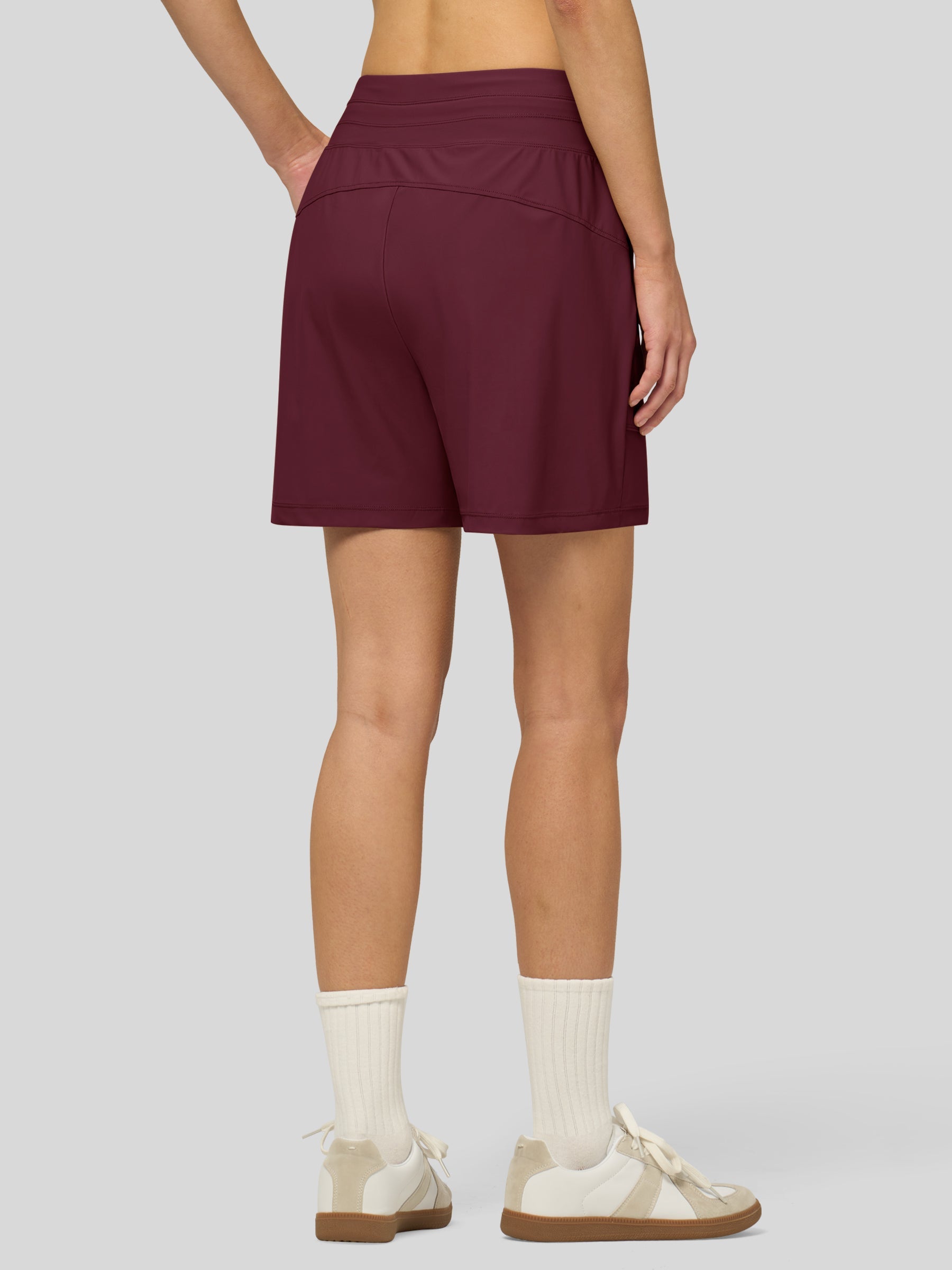 Willit Women's Quick-Dry Workout Shorts 5 Inch in wine red3