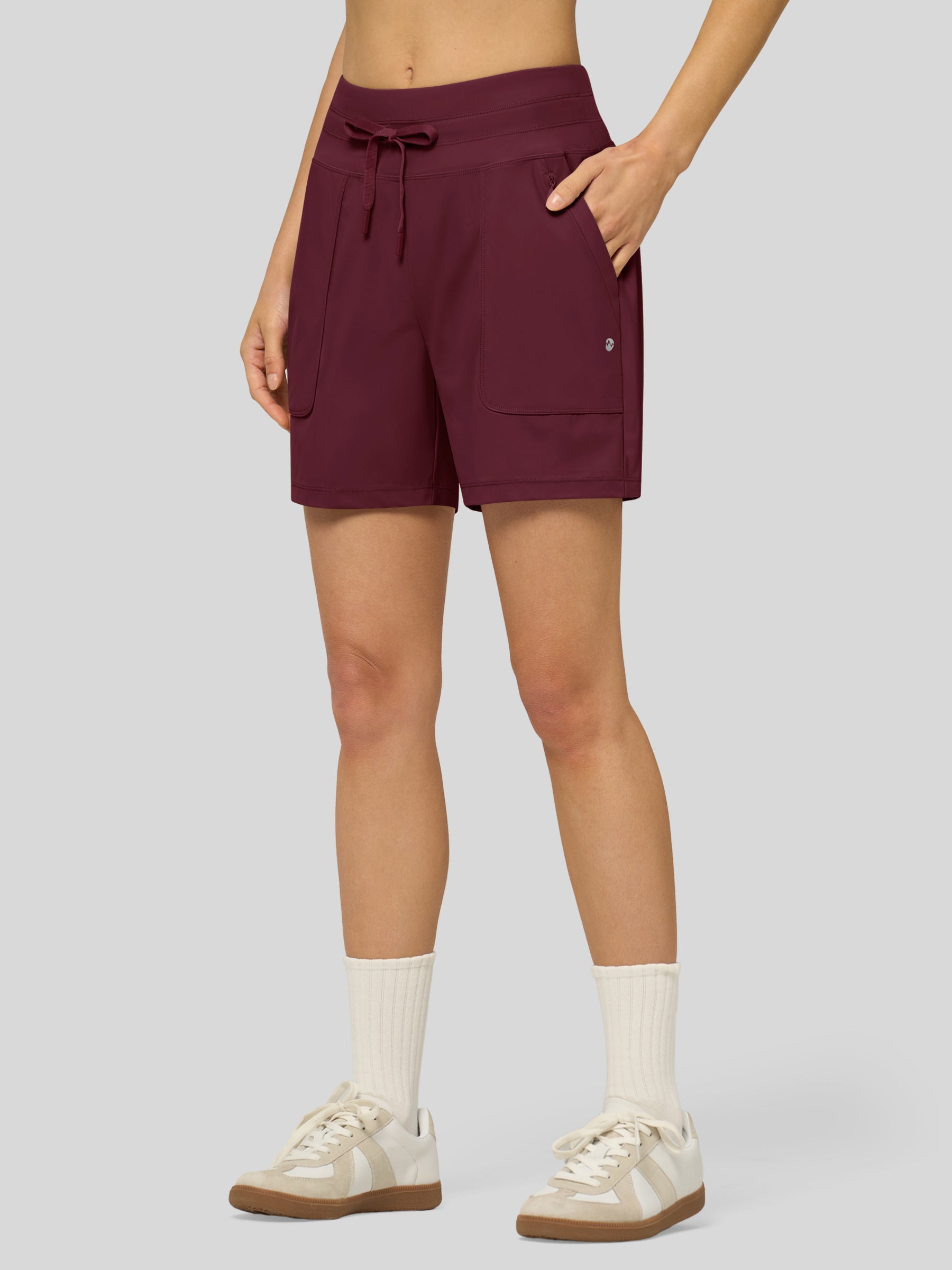 Willit Women's Quick-Dry Workout Shorts 5 Inch in wine red2