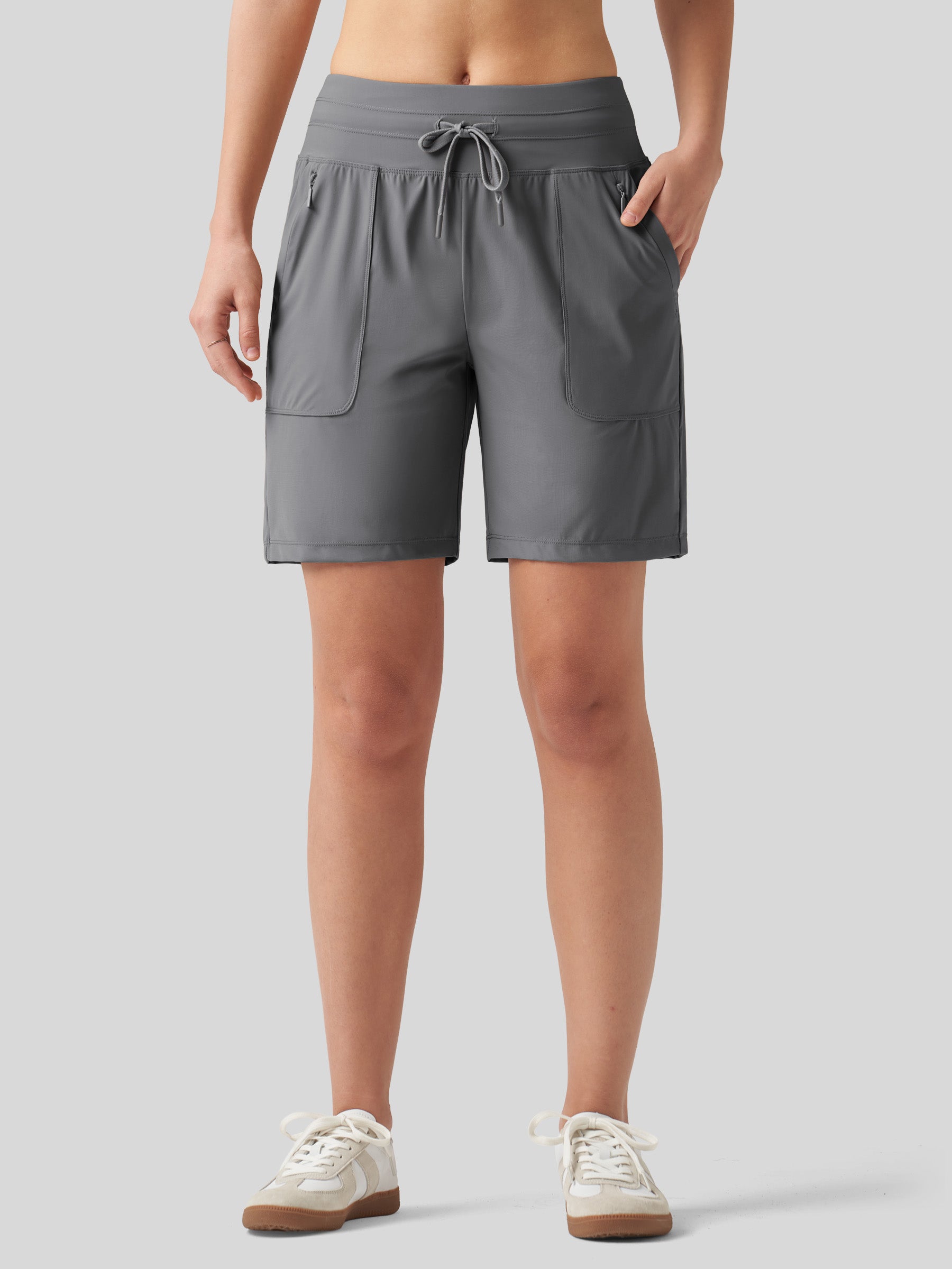 Willit Women's Quick-Dry Workout Shorts 7 Inch in deep gray1