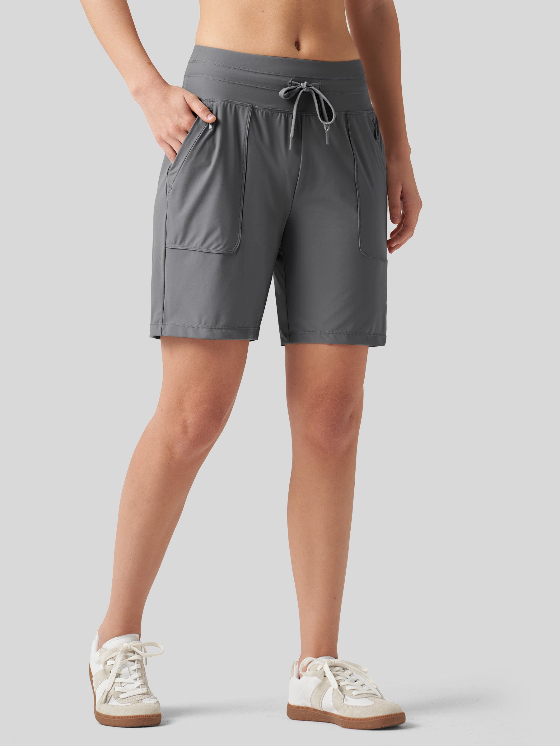 Willit Women's Quick-Dry Workout Shorts 7 Inch in deep gray2