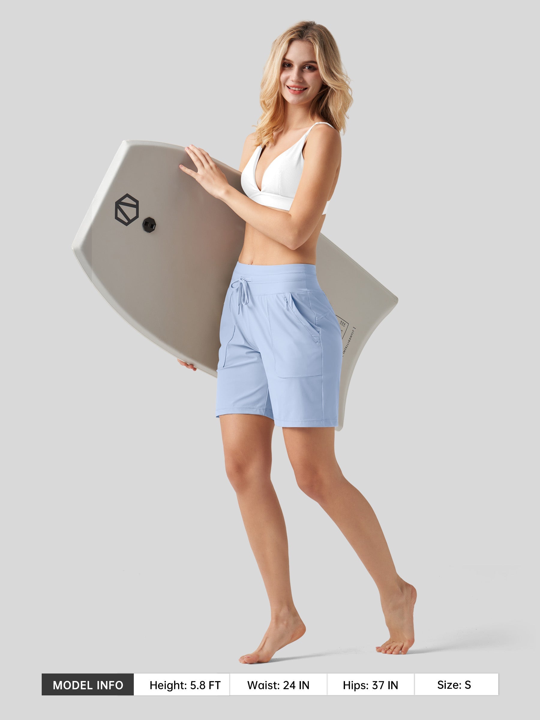 Willit Women's Quick-Dry Workout Shorts 7 Inch in light blue5