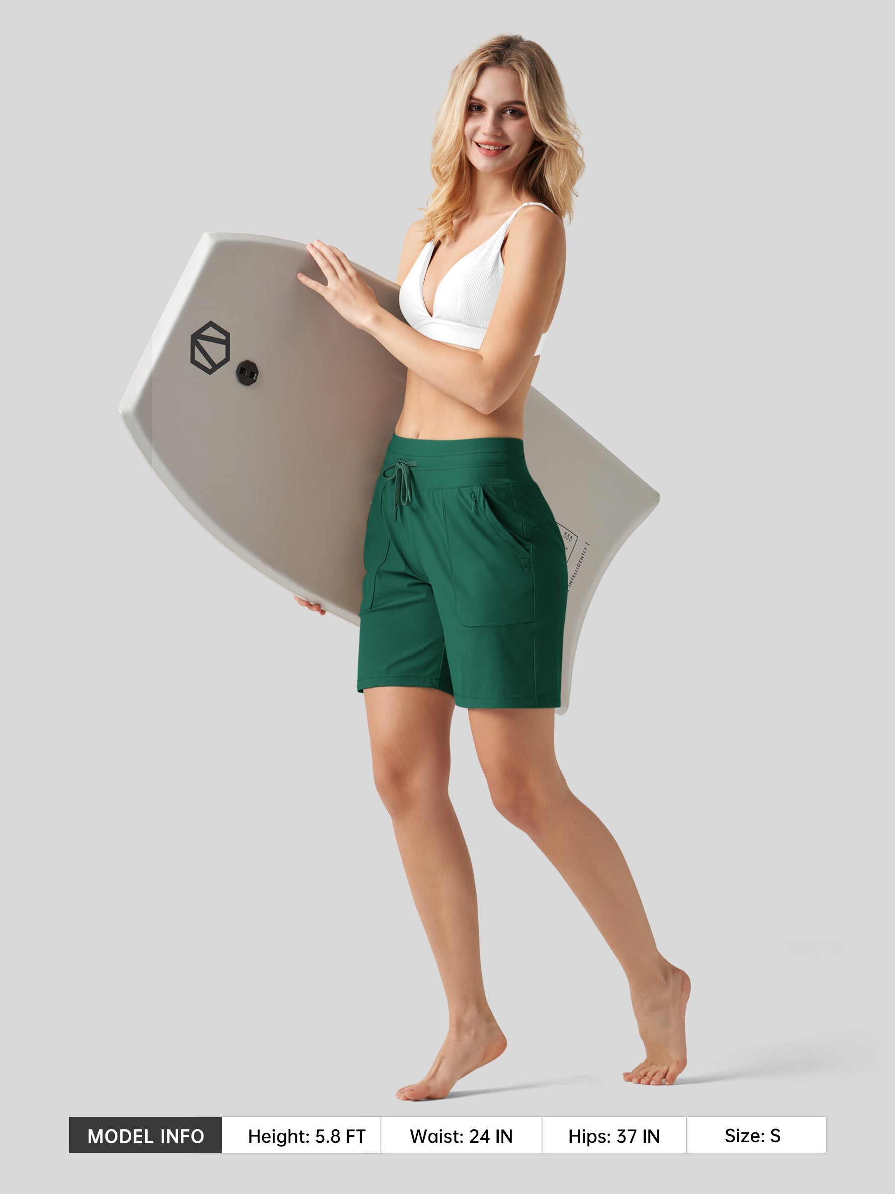 Willit Women's Quick-Dry Workout Shorts 7 Inch in teal5