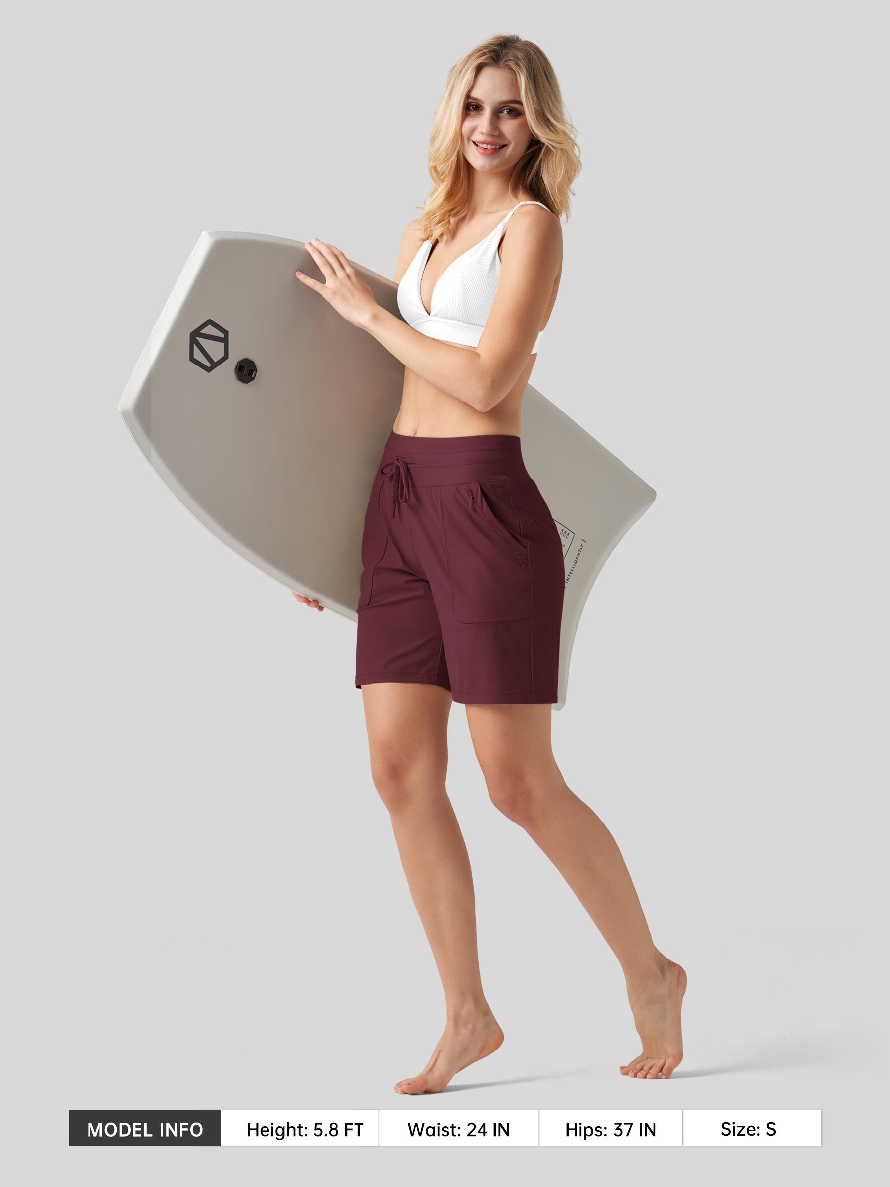 Willit Women's Quick-Dry Workout Shorts 7 Inch in winered5