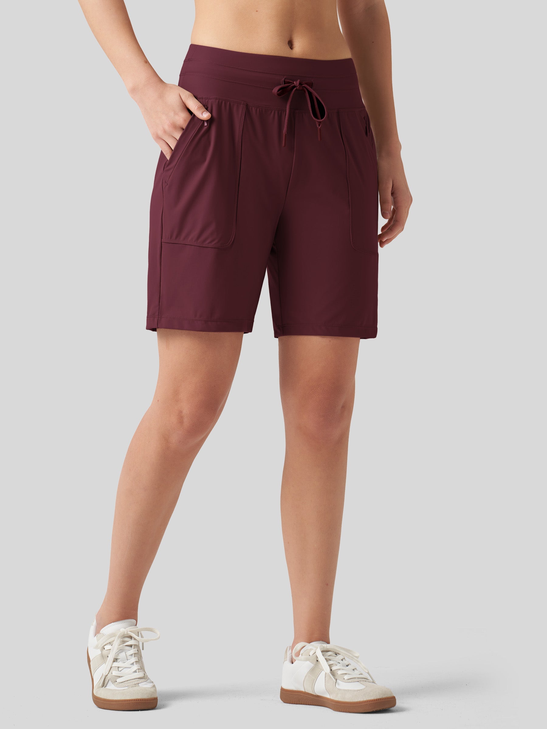Willit Women's Quick-Dry Workout Shorts 7 Inch in winered2