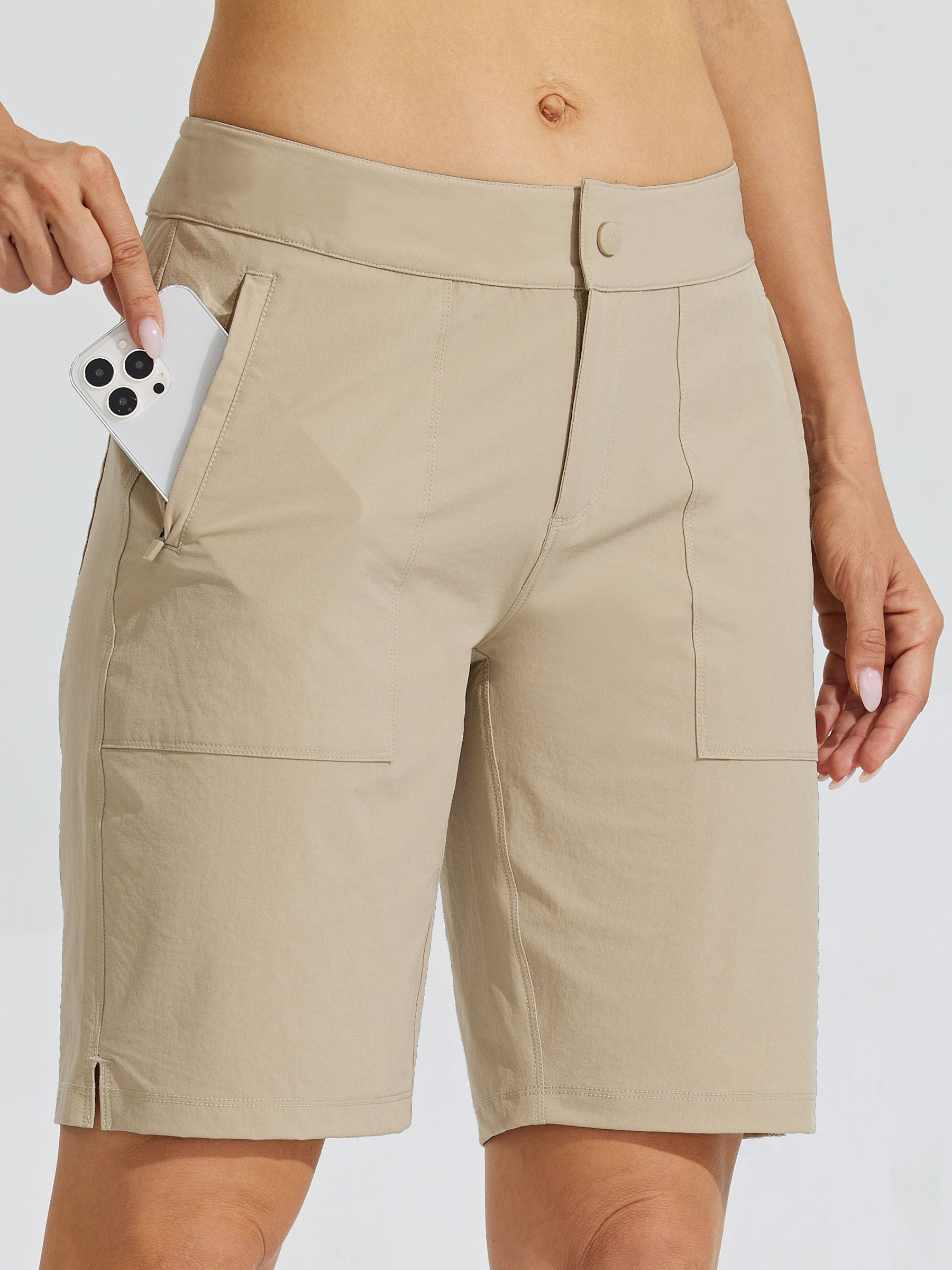 Womens Quick Dry Cargo Shorts khaki1