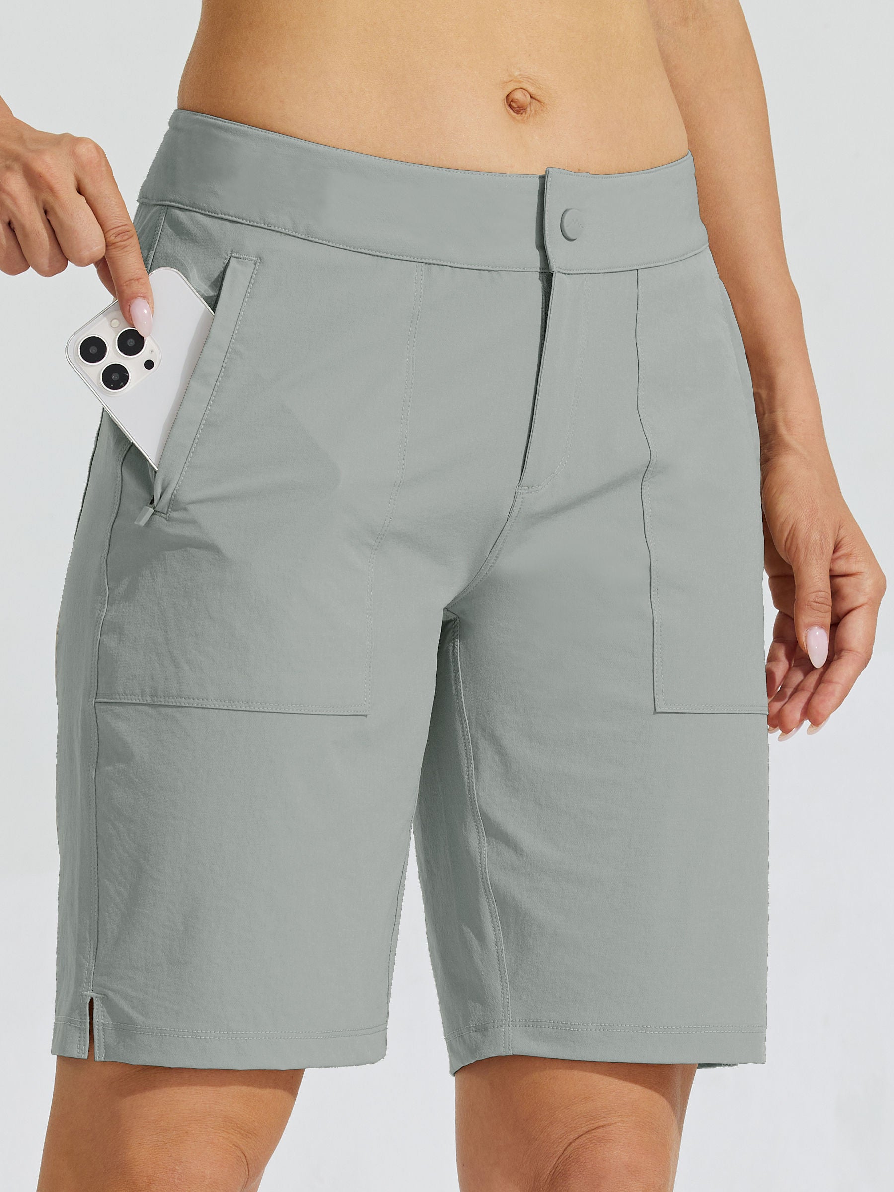 Womens Quick Dry Cargo Shorts light gray1