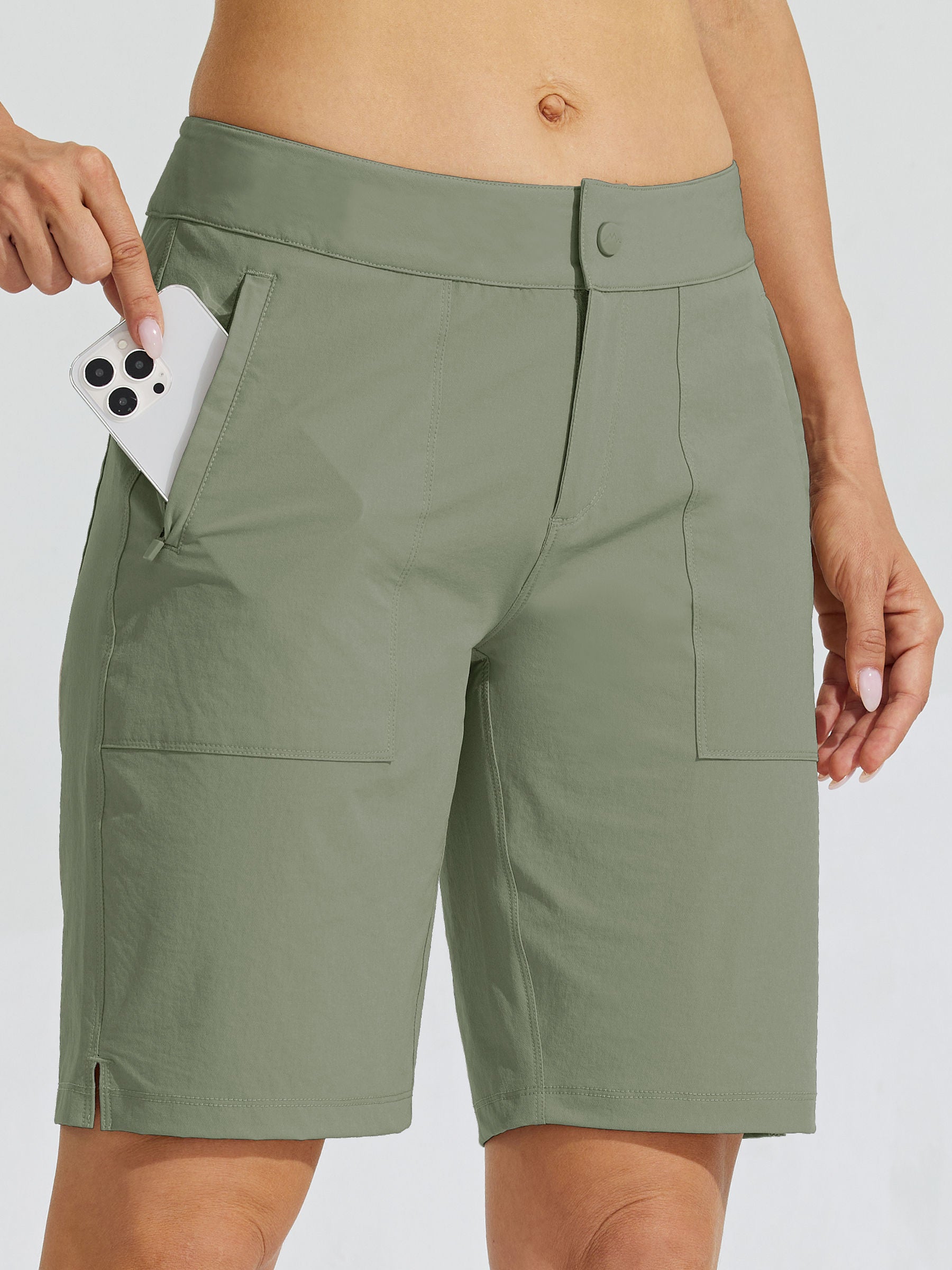 Womens Quick Dry Cargo Shorts sage green1