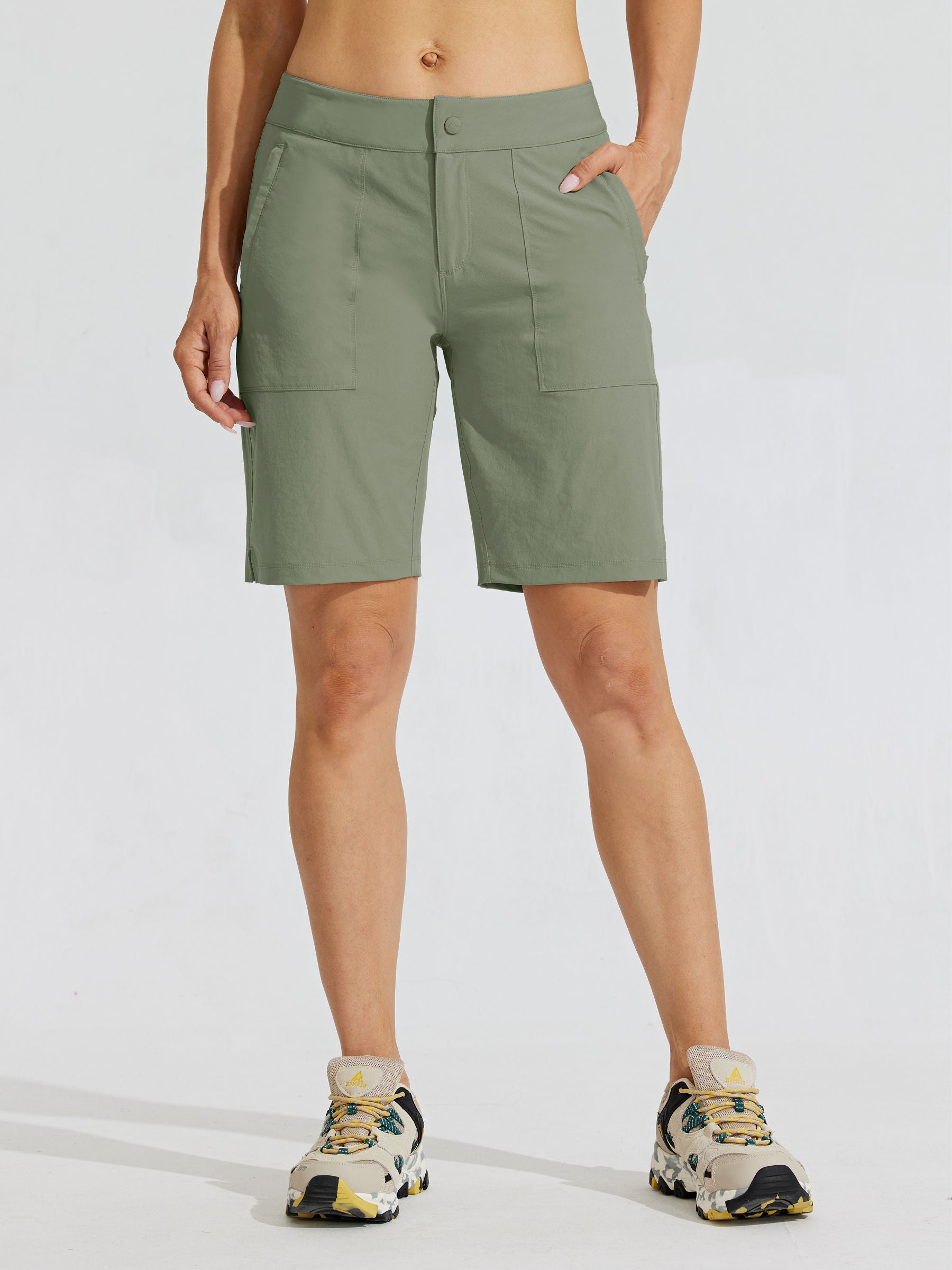Womens Quick Dry Cargo Shorts sage green2