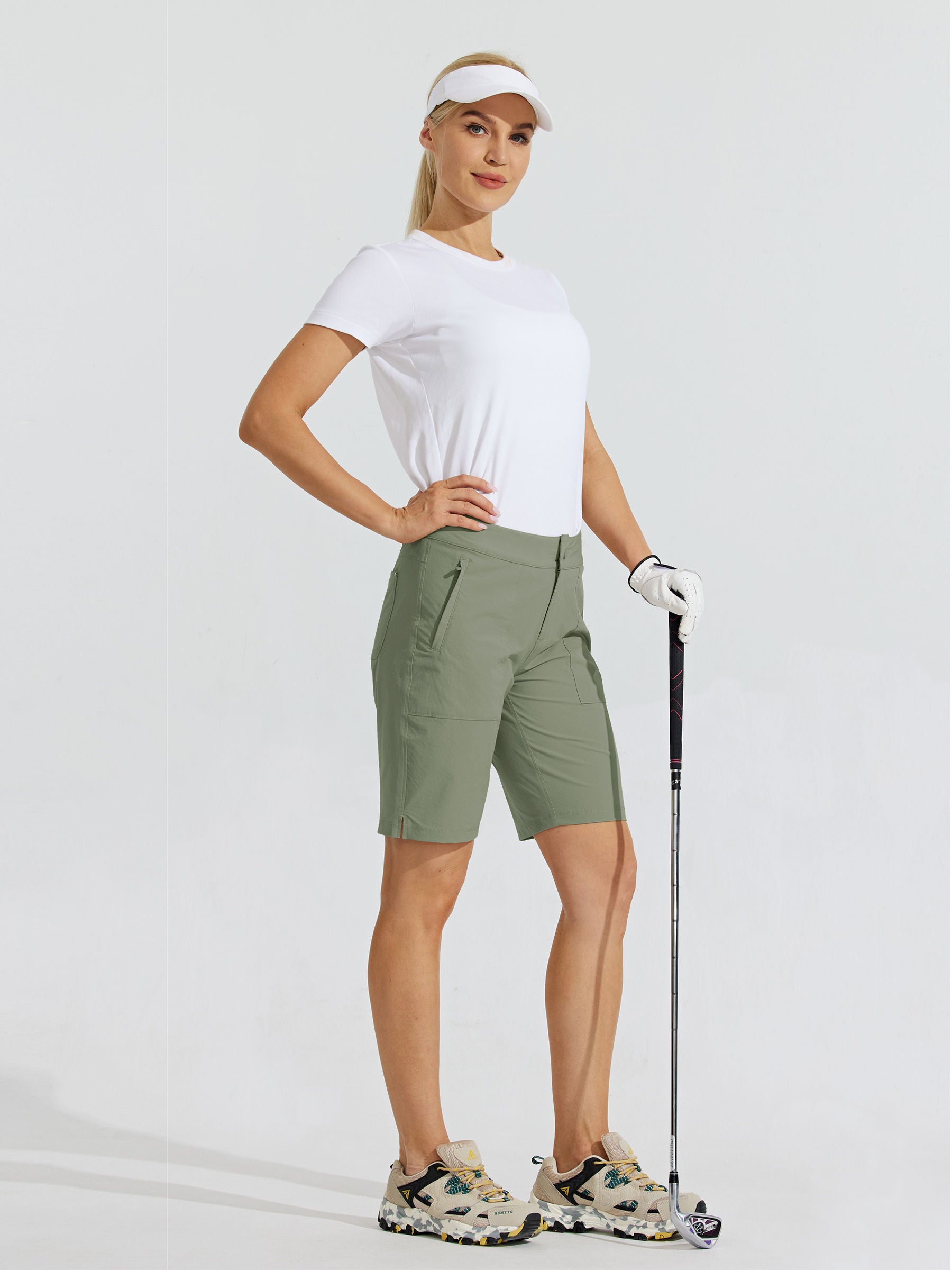 Womens Quick Dry Cargo Shorts sage green4