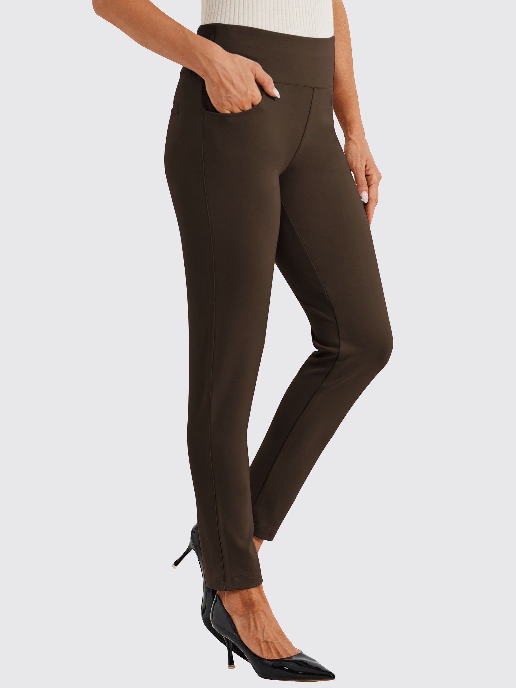 Womens Skinny Stretch Dress Pants brown