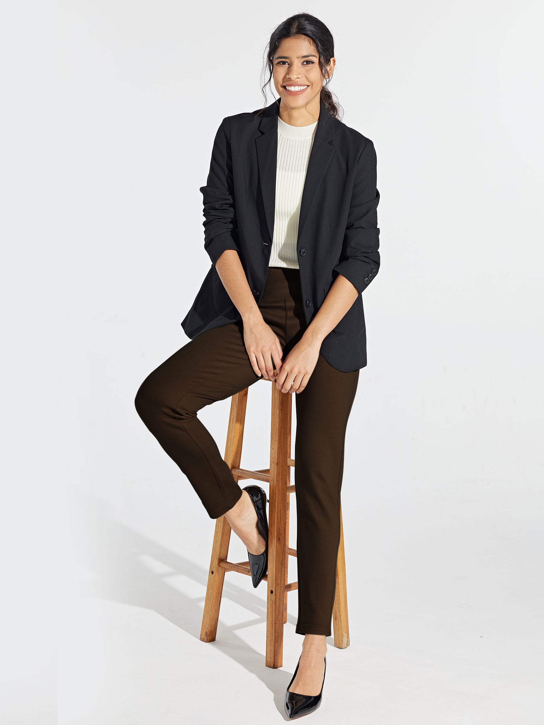 Womens Skinny Stretch Dress Pants brown