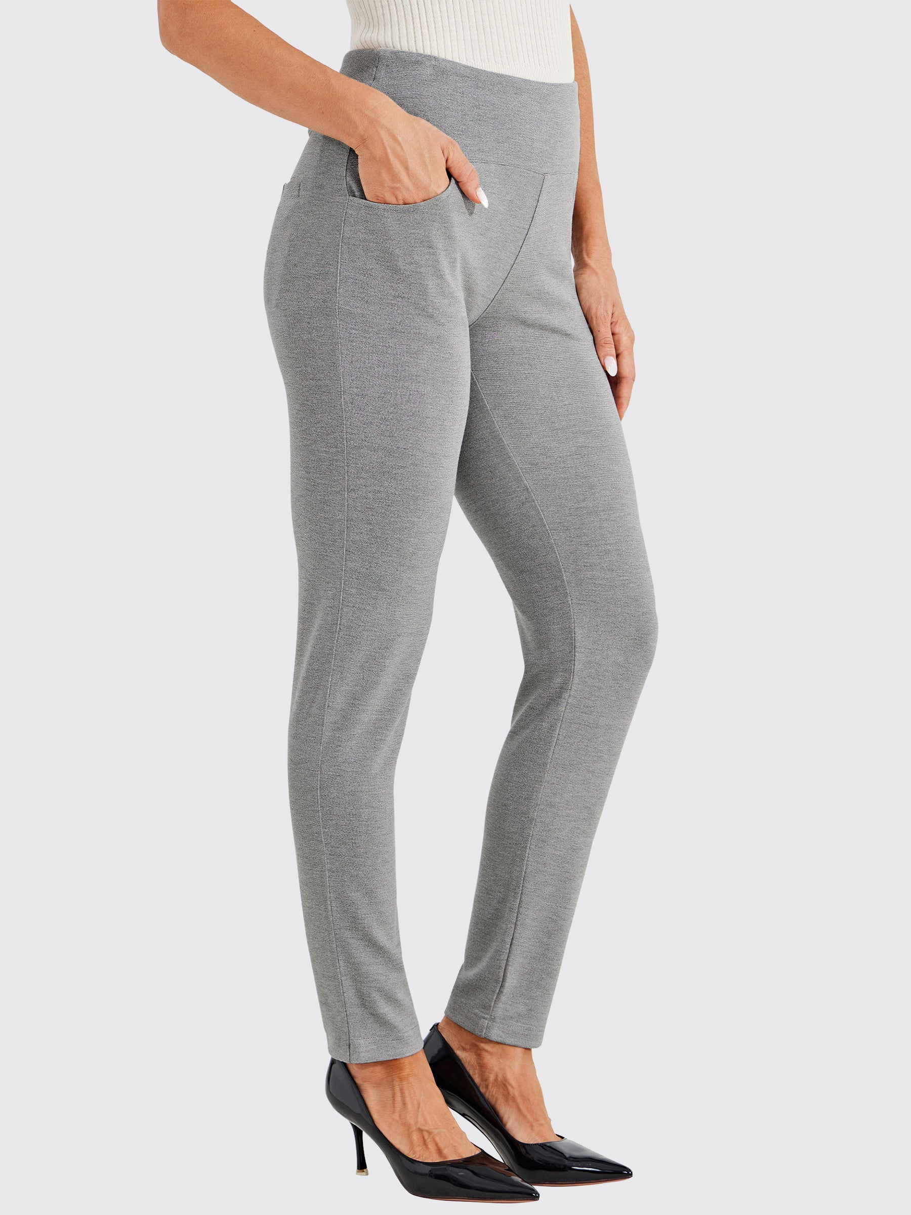 Womens Skinny Stretch Dress Pants charcoal light gray