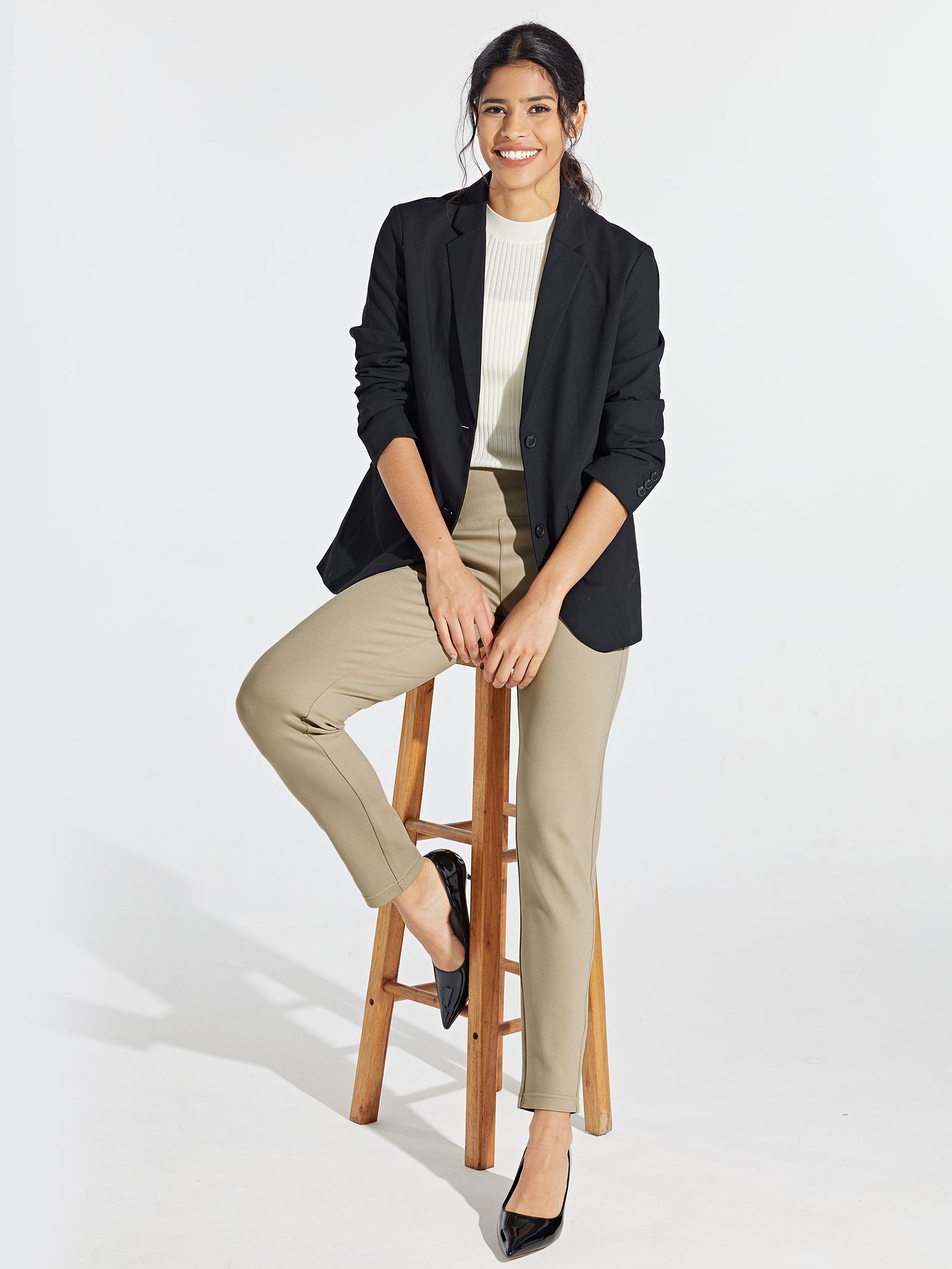 Womens Skinny Stretch Dress Pants light khaki