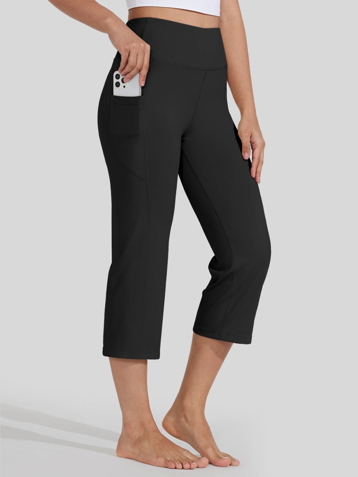 Willit Women's Straight Leg Capris Pants_brown