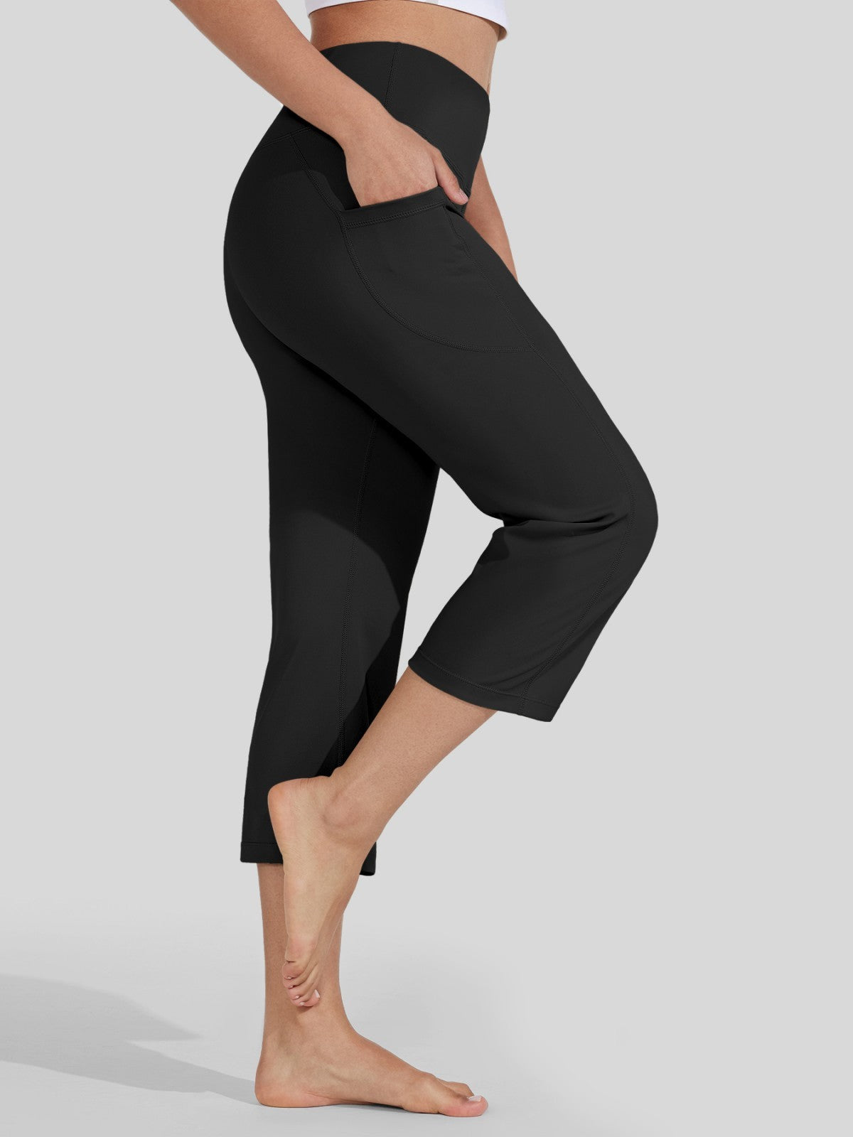 Willit Women's Straight Leg Capris Pants_brown