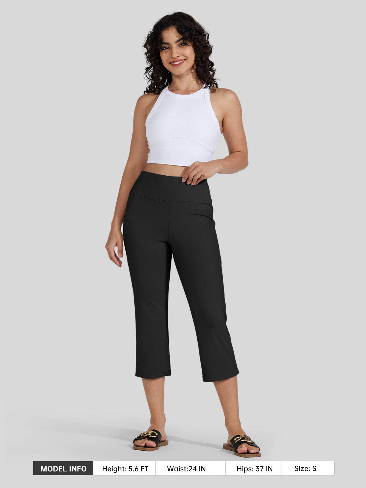 Willit Women's Straight Leg Capris Pants_brown