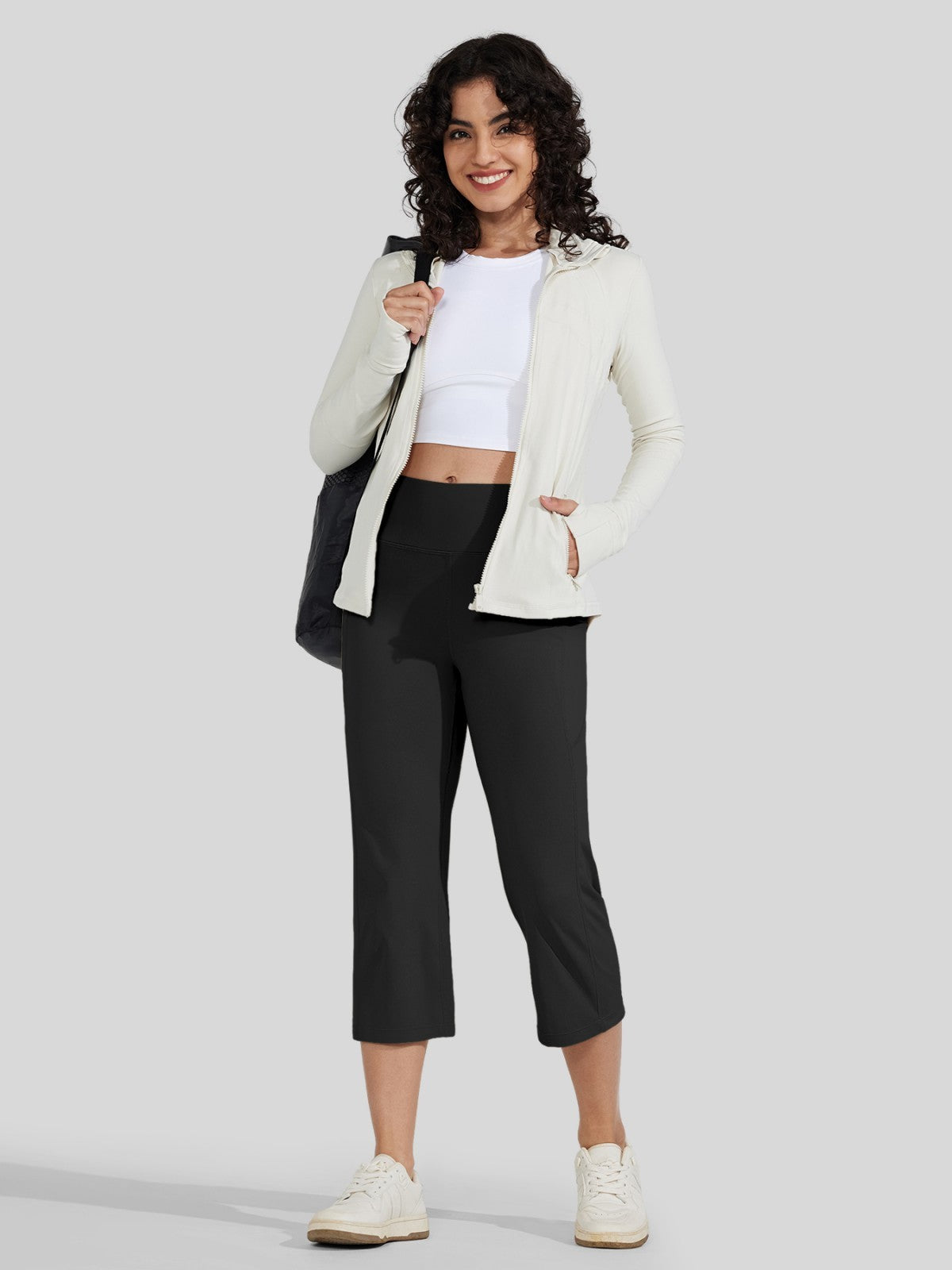 Willit Women's Straight Leg Capris Pants_brown