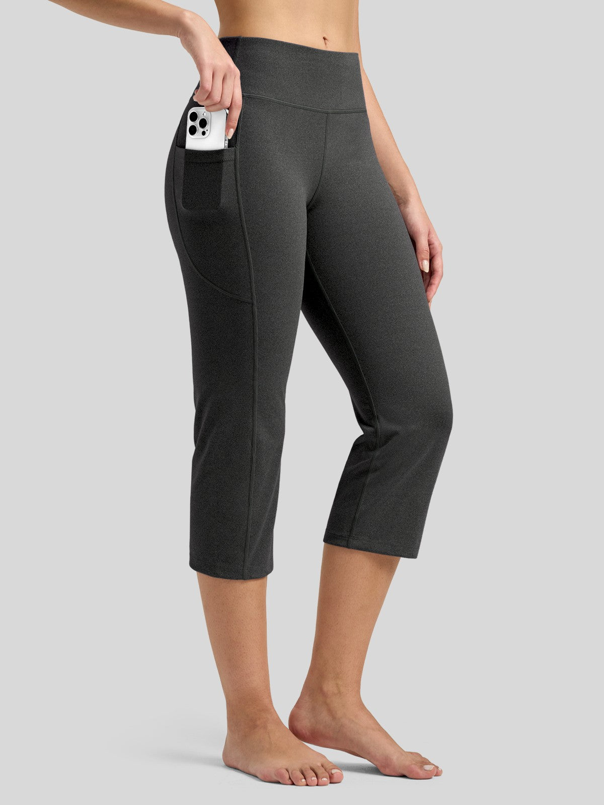 Willit Women's Straight Leg Capris Pants_dark gray