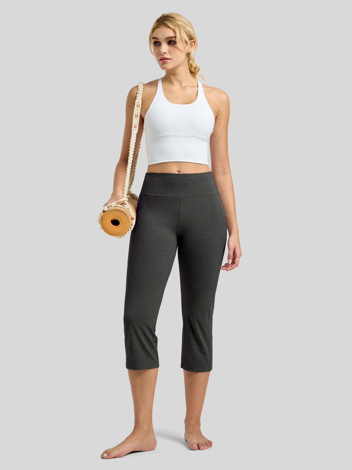 Willit Women's Straight Leg Capris Pants_dark gray