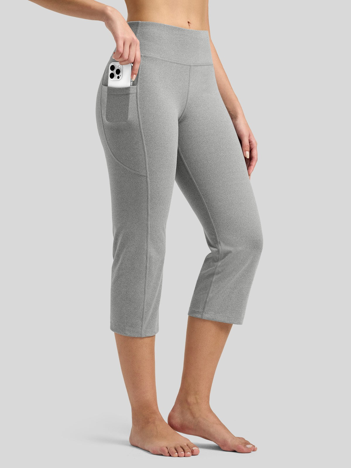 Willit Women's Straight Leg Capris Pants_light gray