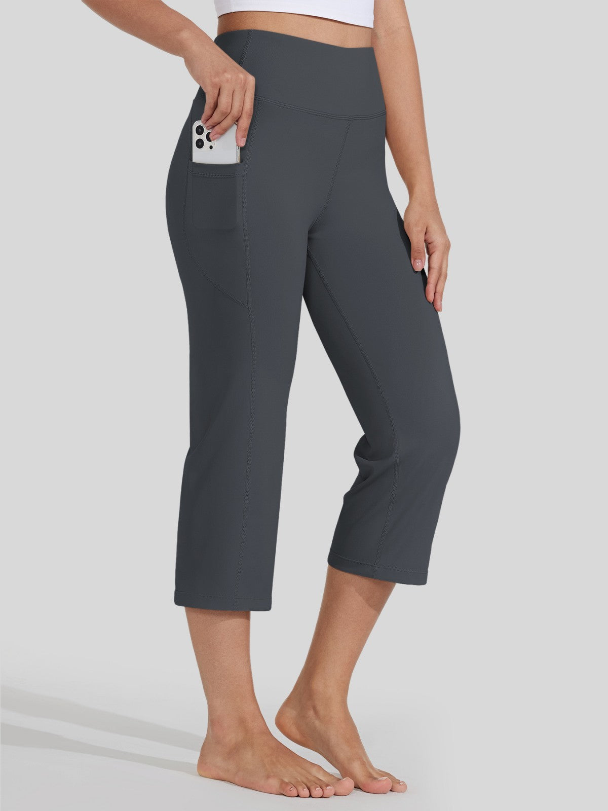 Willit Women's Straight Leg Capris Pants_deep gray