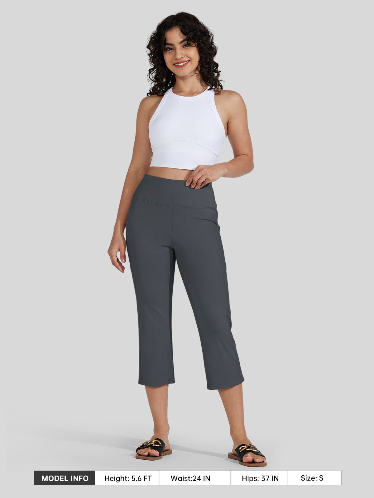 Willit Women's Straight Leg Capris Pants_deep gray