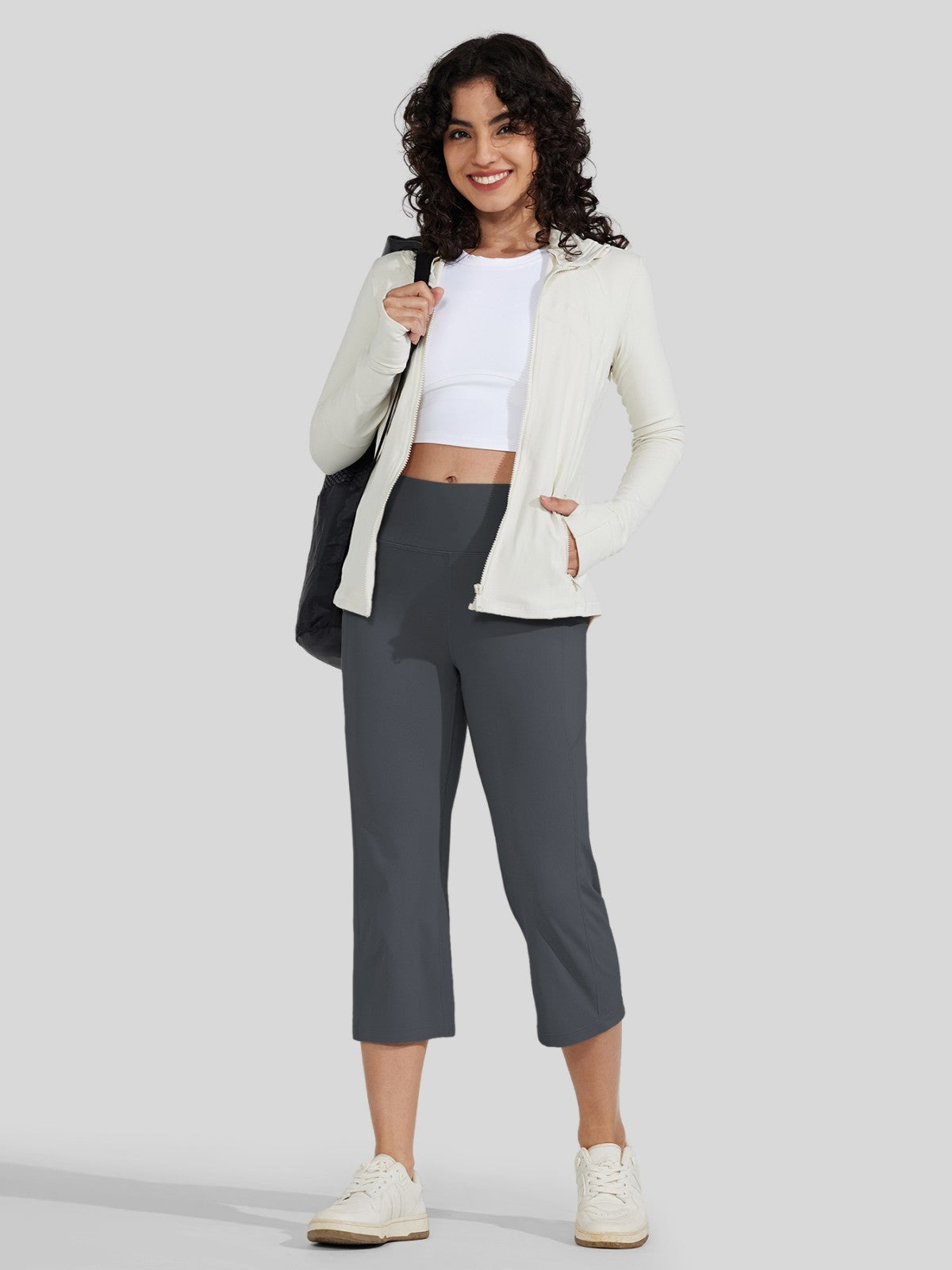 Willit Women's Straight Leg Capris Pants_deep gray