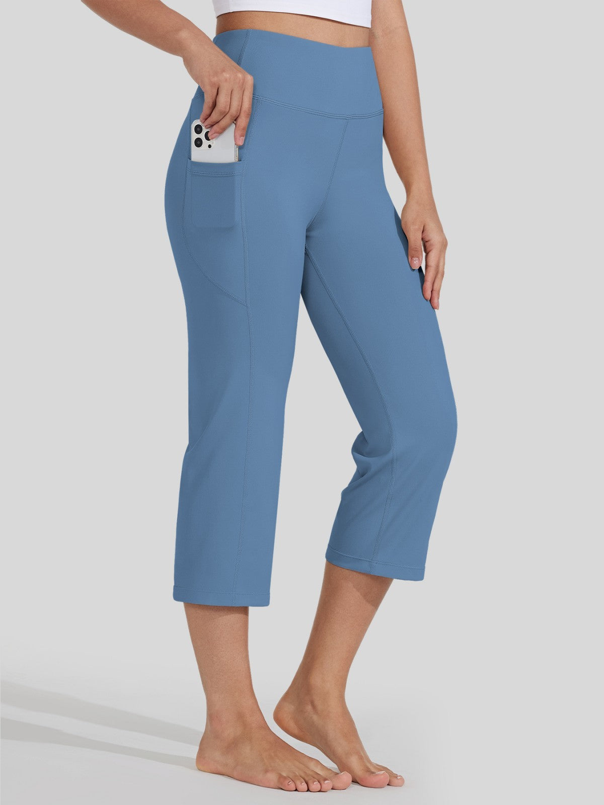 Willit Women's Straight Leg Capris Pants_lake blue