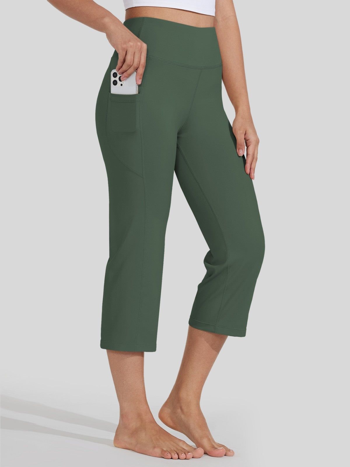 Willit Women's Straight Leg Capris Pants_balck