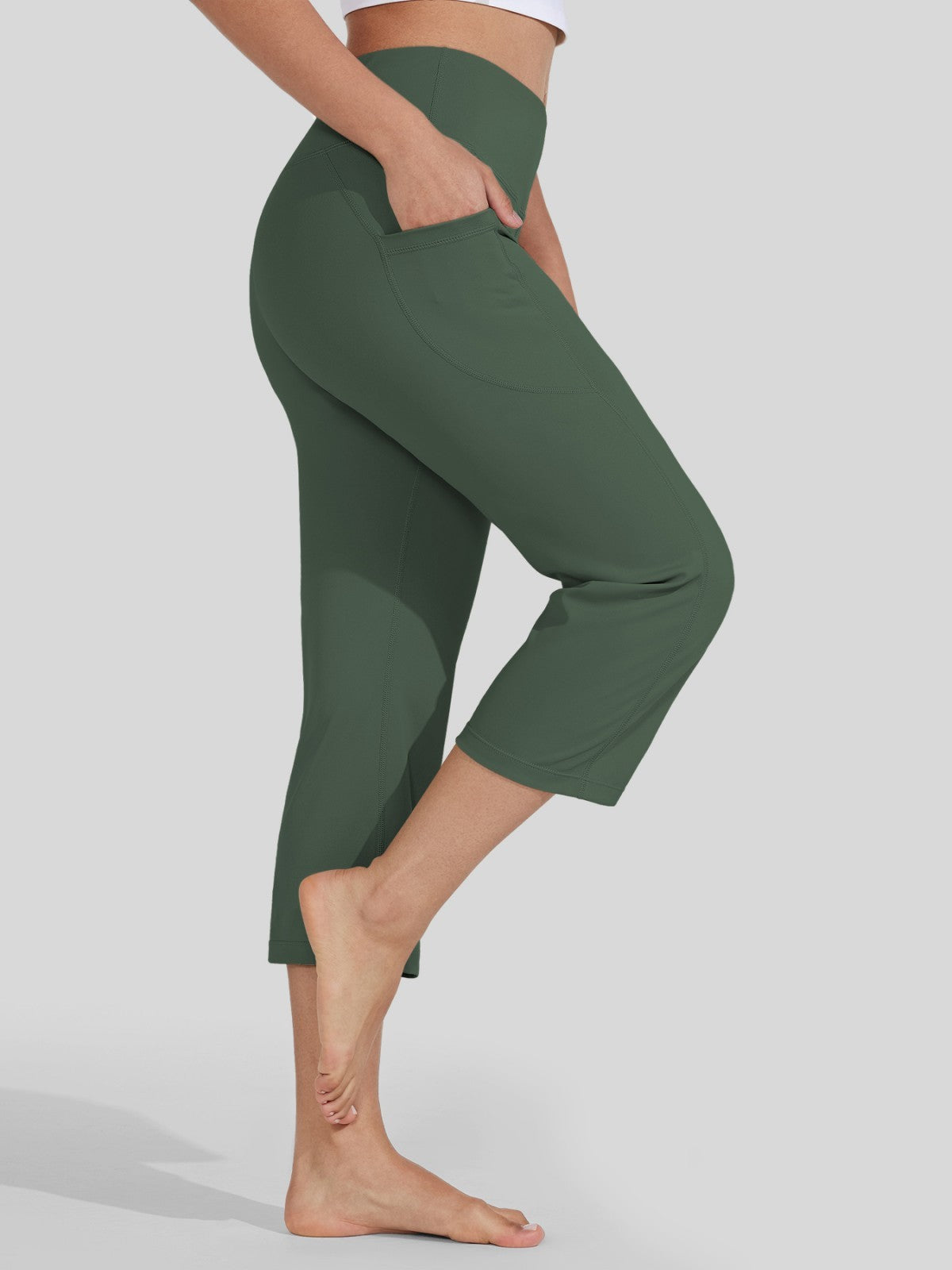 Willit Women's Straight Leg Capris Pants_balck