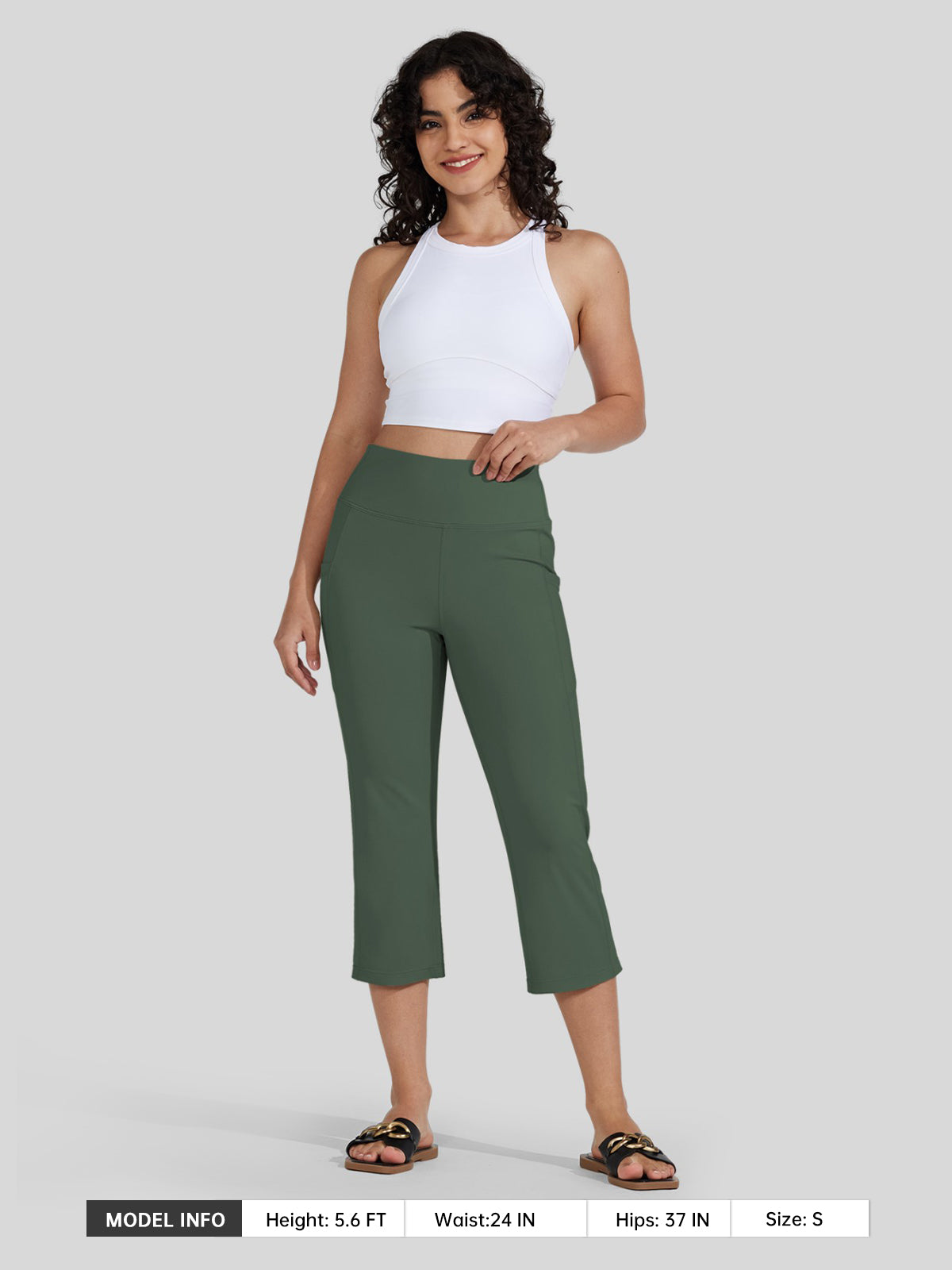 Willit Women's Straight Leg Capris Pants_balck