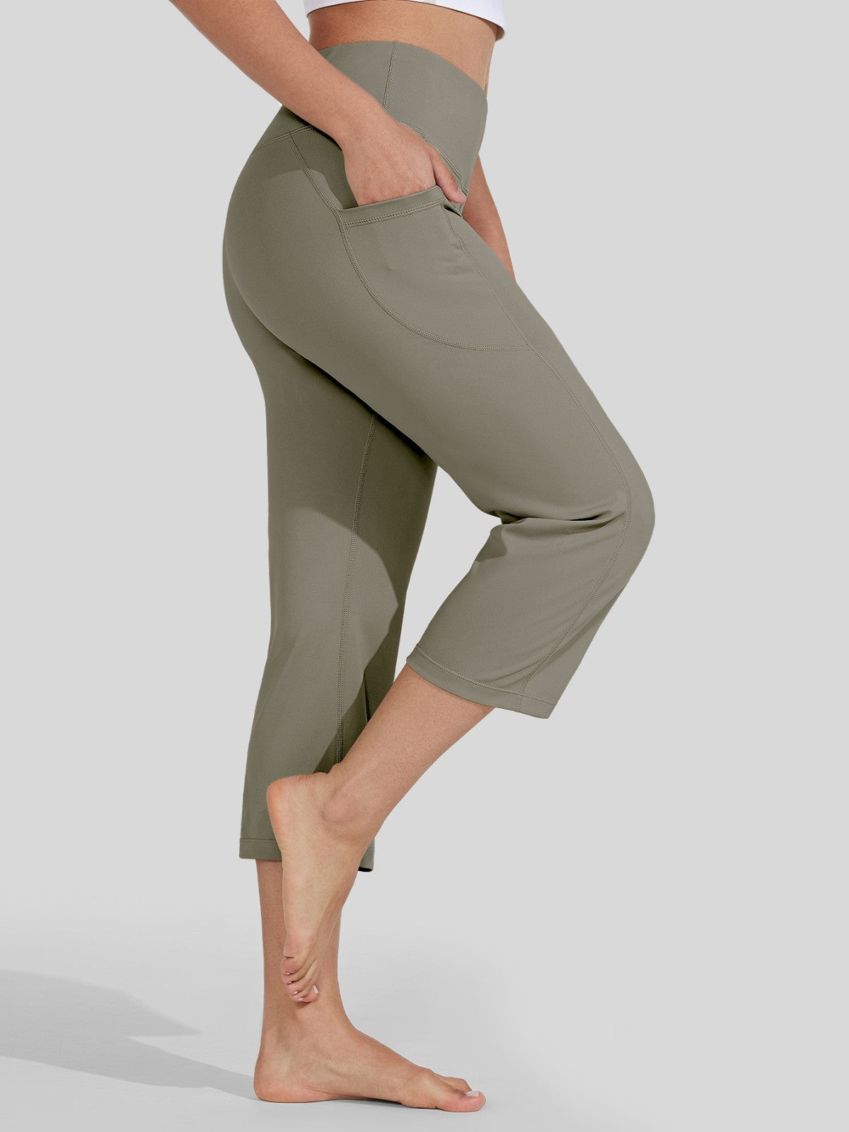 Willit Women's Straight Leg Capris Pants_sage green