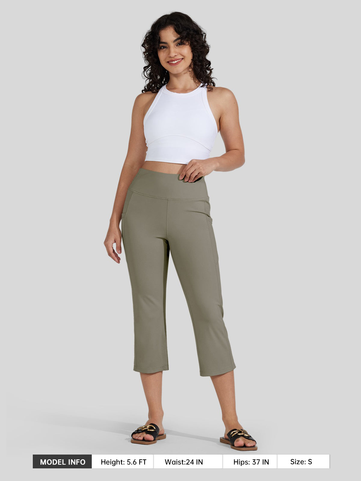 Willit Women's Straight Leg Capris Pants_sage green