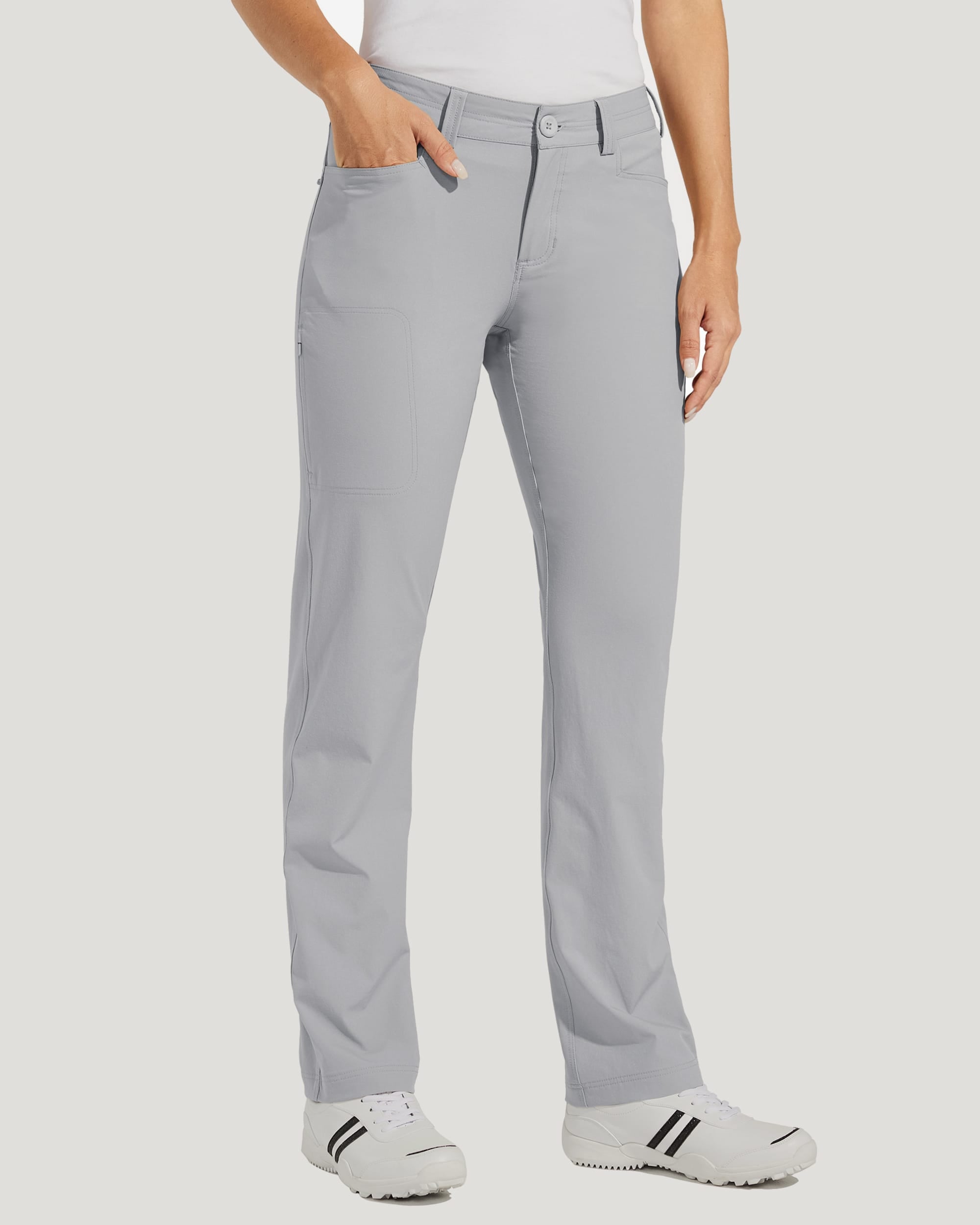 Women's Stretch Athletic Pants_Gray_model2