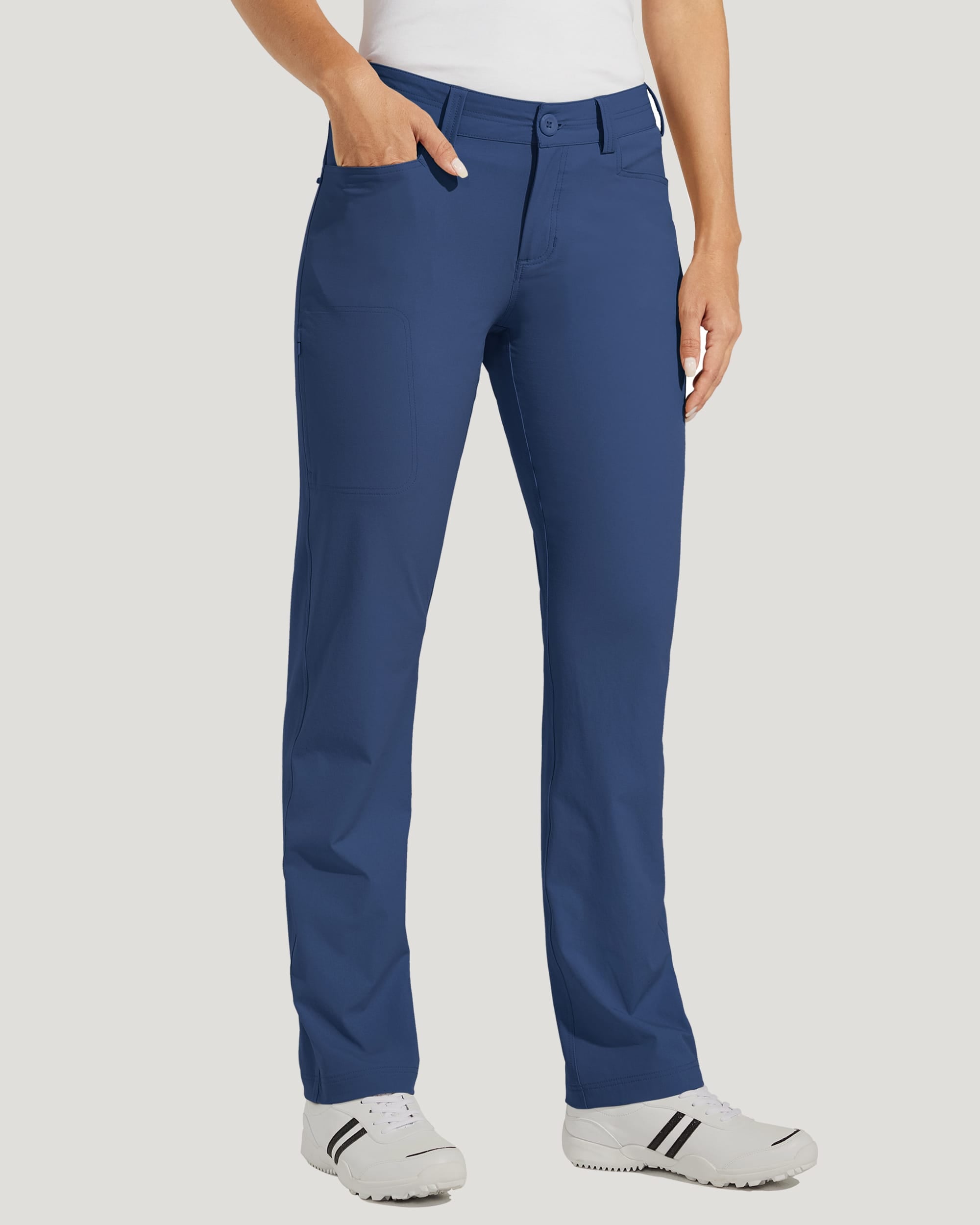 Women's Stretch Athletic Pants_Navy_model2