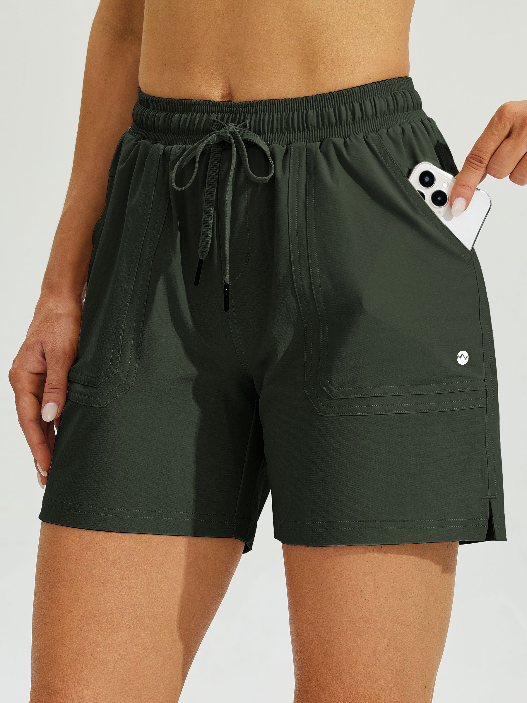 Womens Stretch Shorts with Pockets army green2