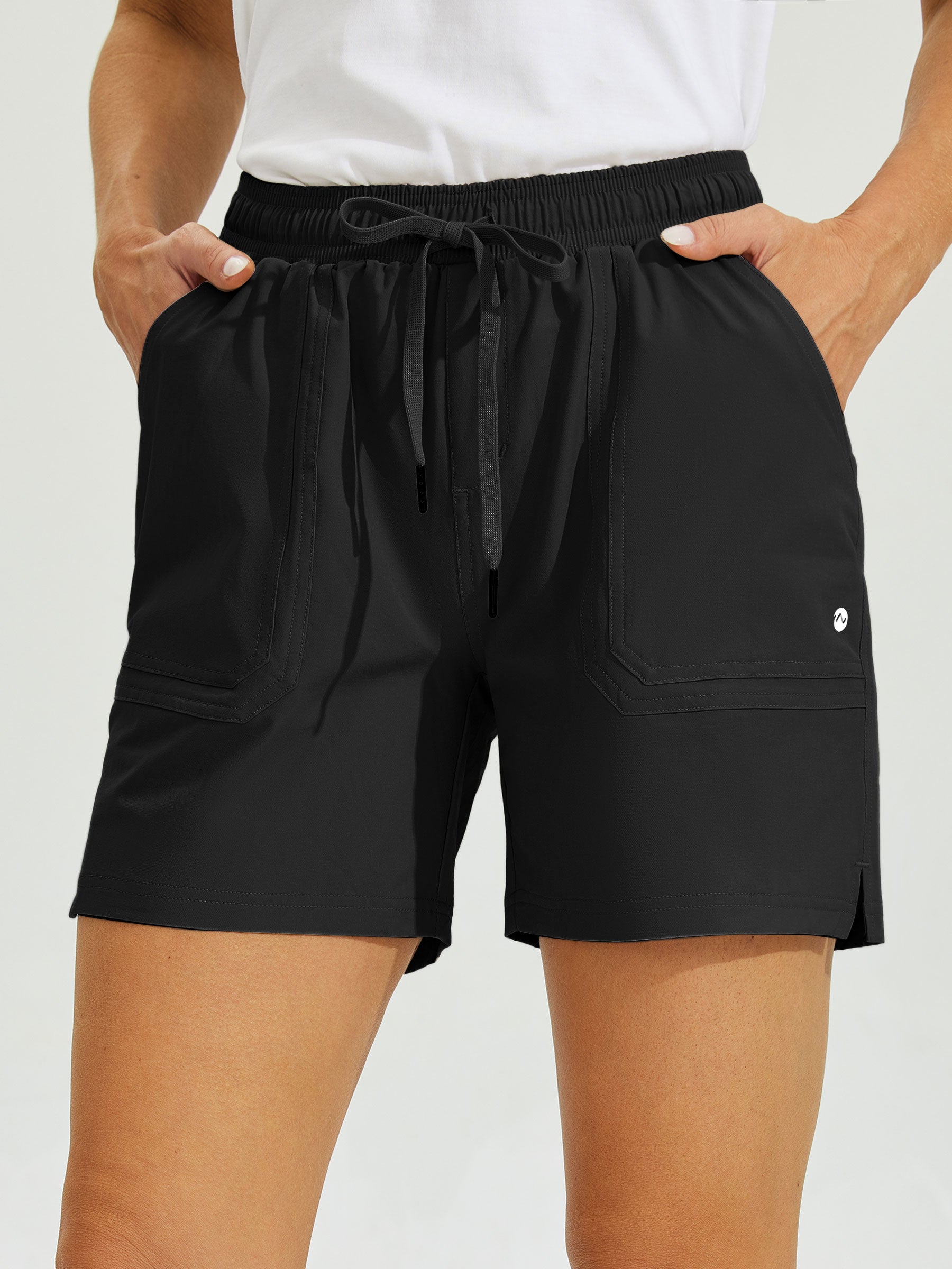 Womens Stretch Shorts with Pockets black1