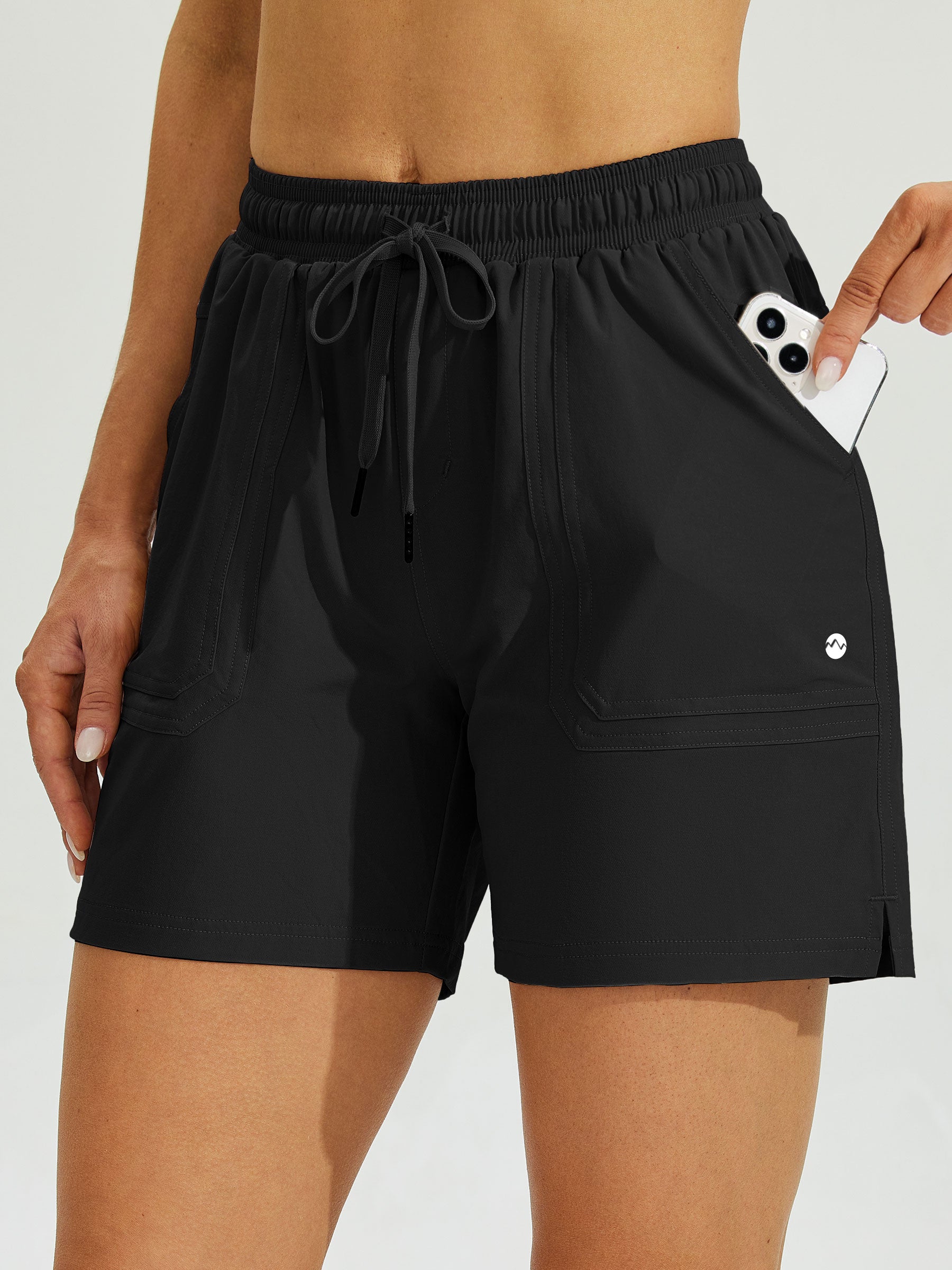 Womens Stretch Shorts with Pockets black2