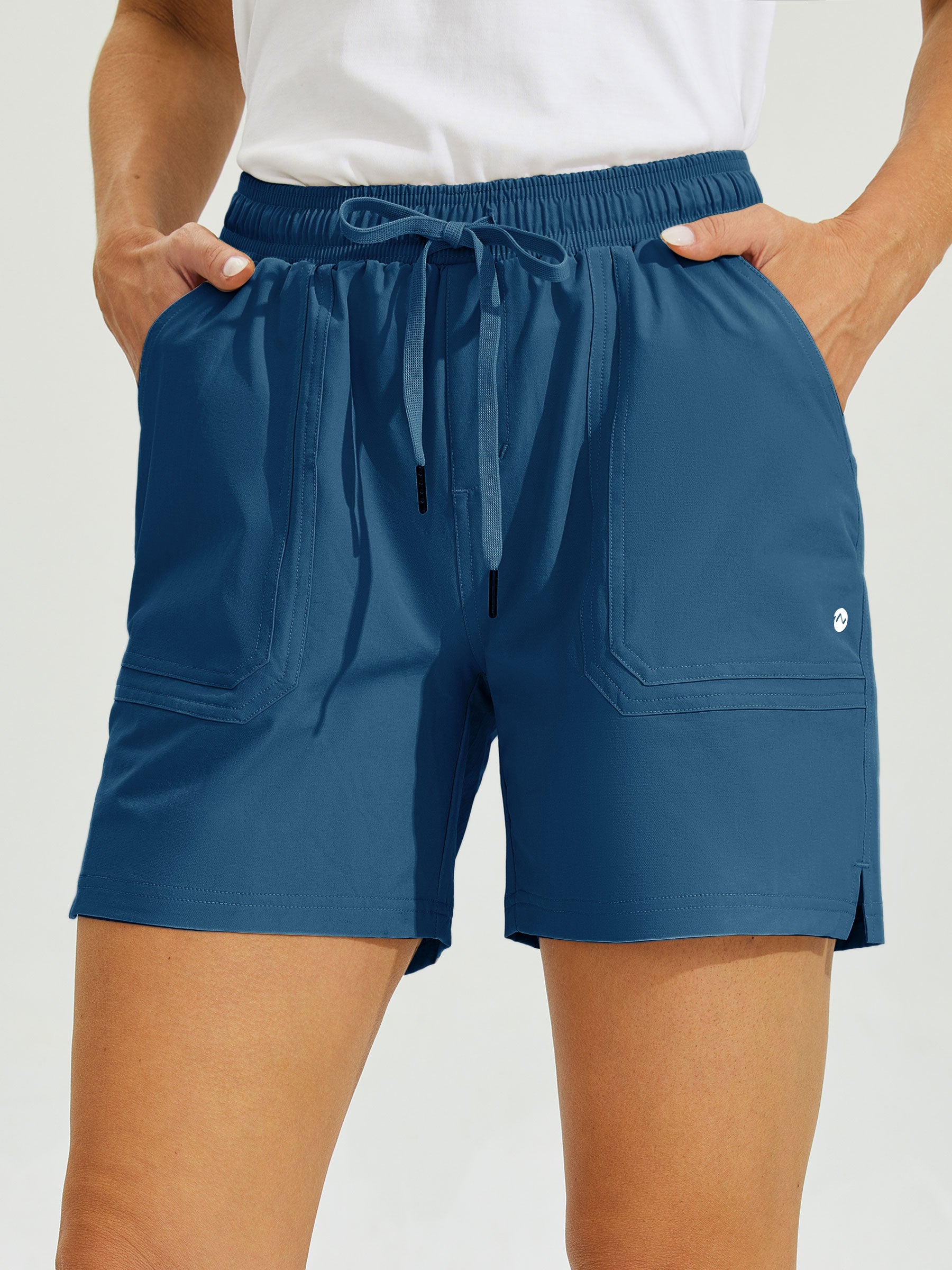 Womens Stretch Shorts with Pockets deep blue1